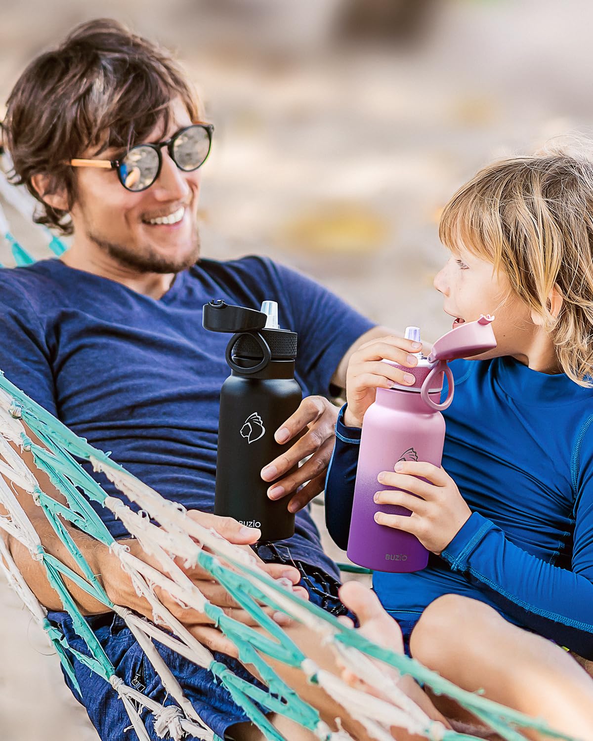 18Oz Kids Insulated Water Bottle For School, Buzio Water Flask With Straw Lid- Vacuum Stain