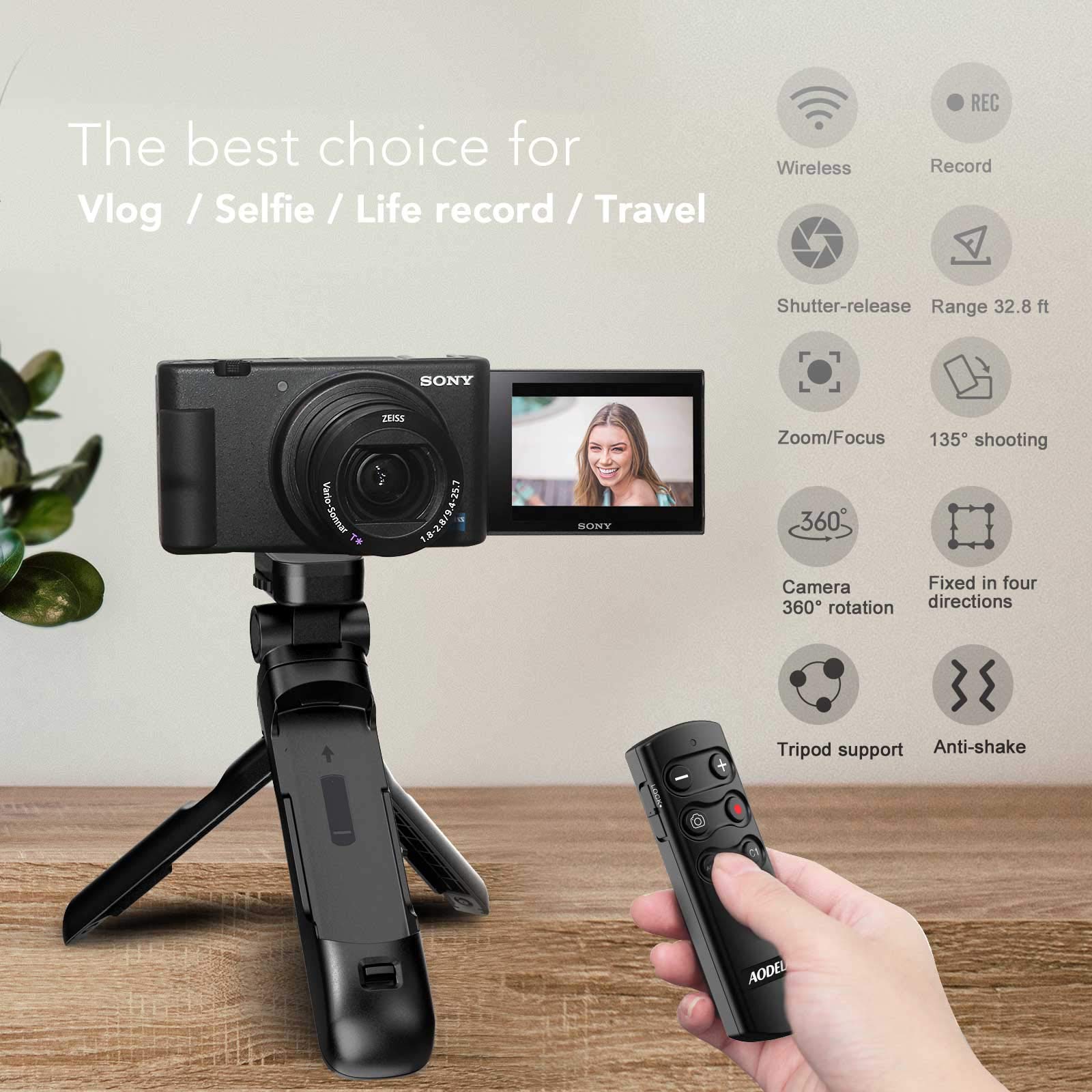 Aodelan Wireless Vlogging Tripod Grip With Remote Shutter & Zoom Control For Sony Zv-1, A7 Iii, A6600, Zv-E10, A6400, A6100, A7R Iv, Zv-1F, A7R Iii, A9 Ii – Gp-Vpt2Bt Replacement For Travel & Self Recording