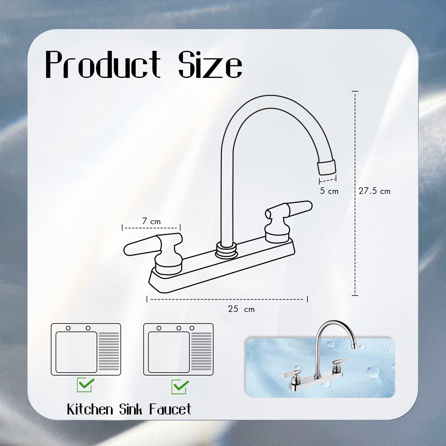 Comvida 2 Handle Kitchen Faucet, High Arc Swivel Spout Stainless Steel Kitchen Sink Faucet, Modern Commercial 3 Hole Kitchen Faucet Solid Brass, Chrome,Us-Cv-80091