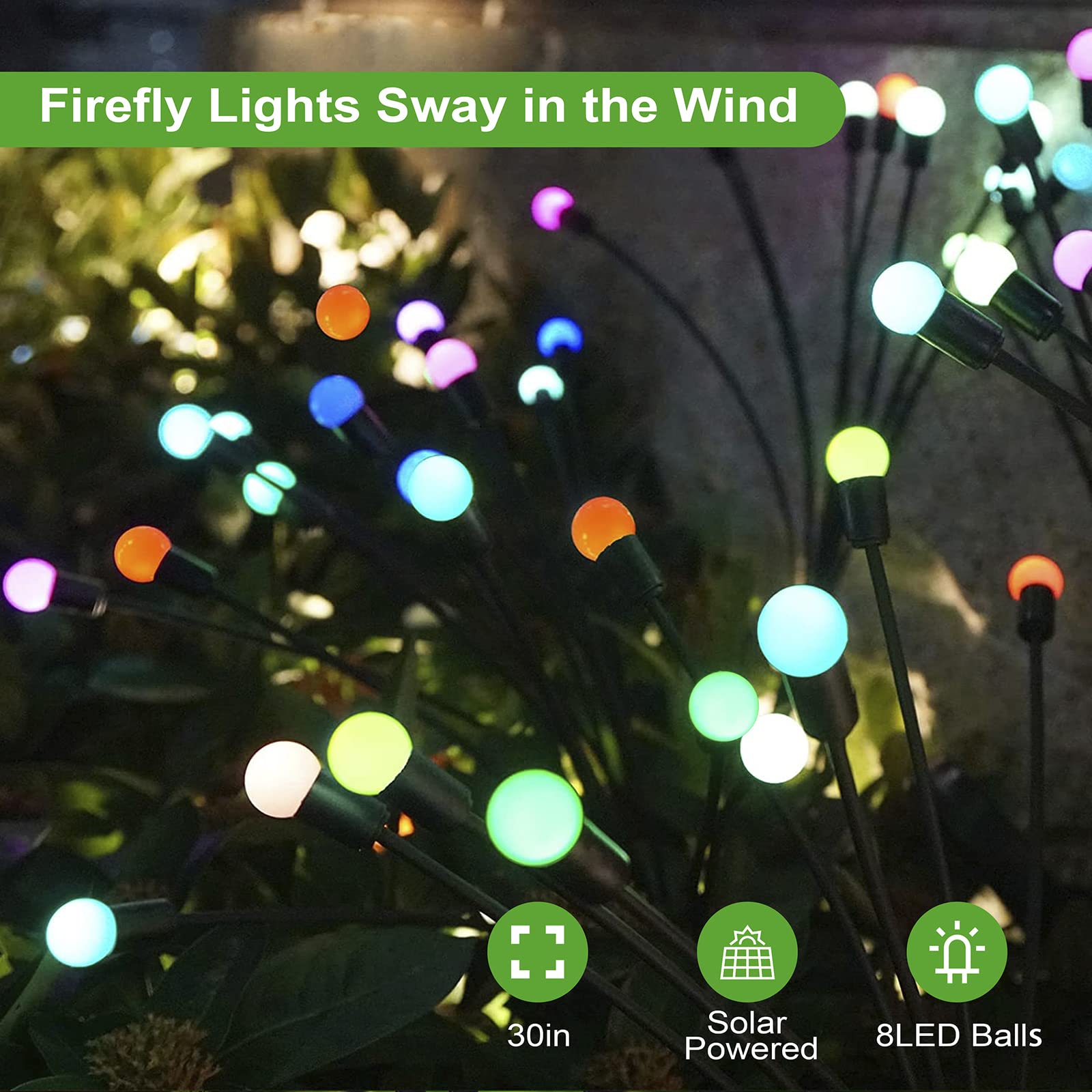 Flumy Solar Garden Lights, Solar Outdoor Lights Waterproof (Colorful, 2 Pack)