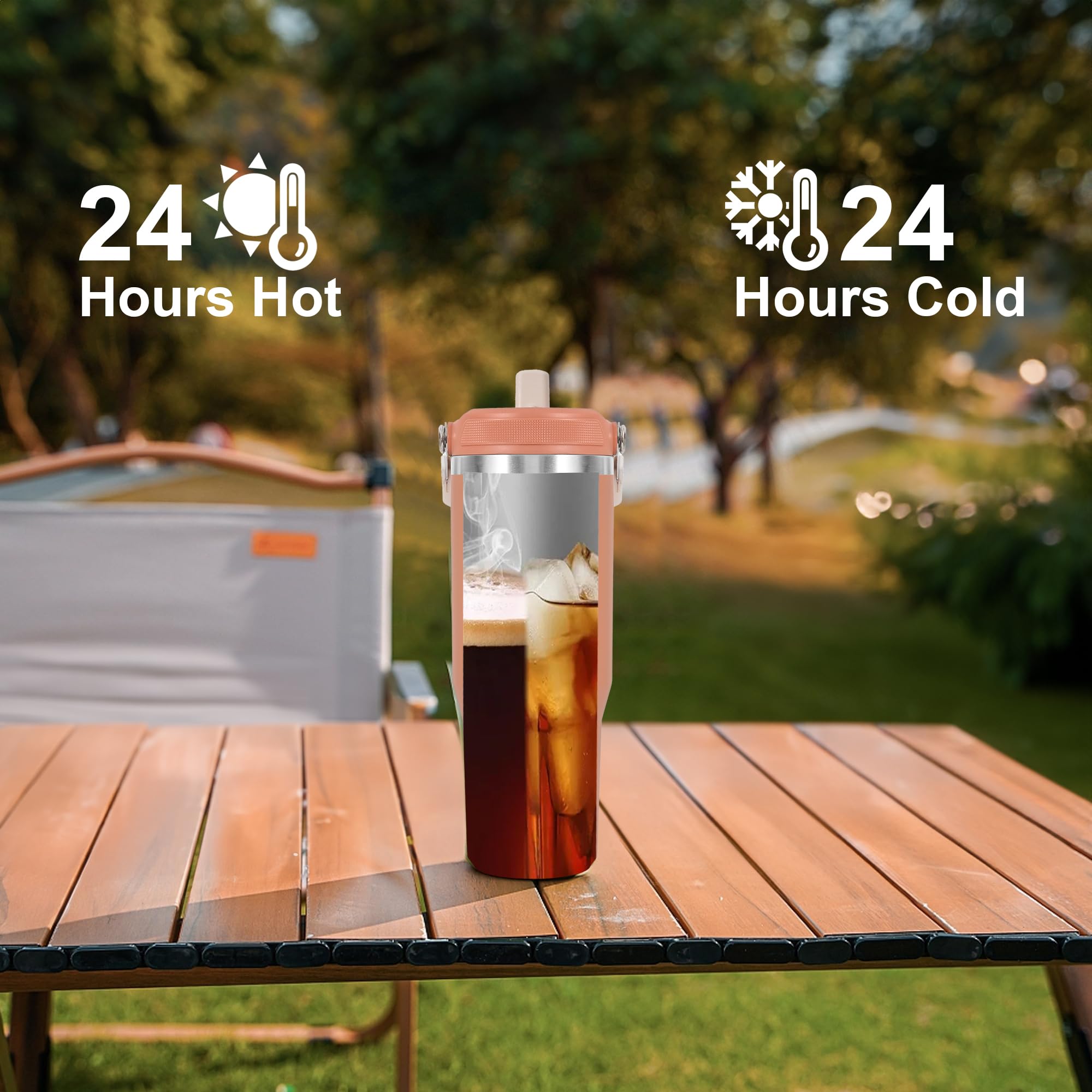 30 Oz Tumbler With Flip Straw - Vacuum Insulated Stainless Steel Water Bottle For Home, Office