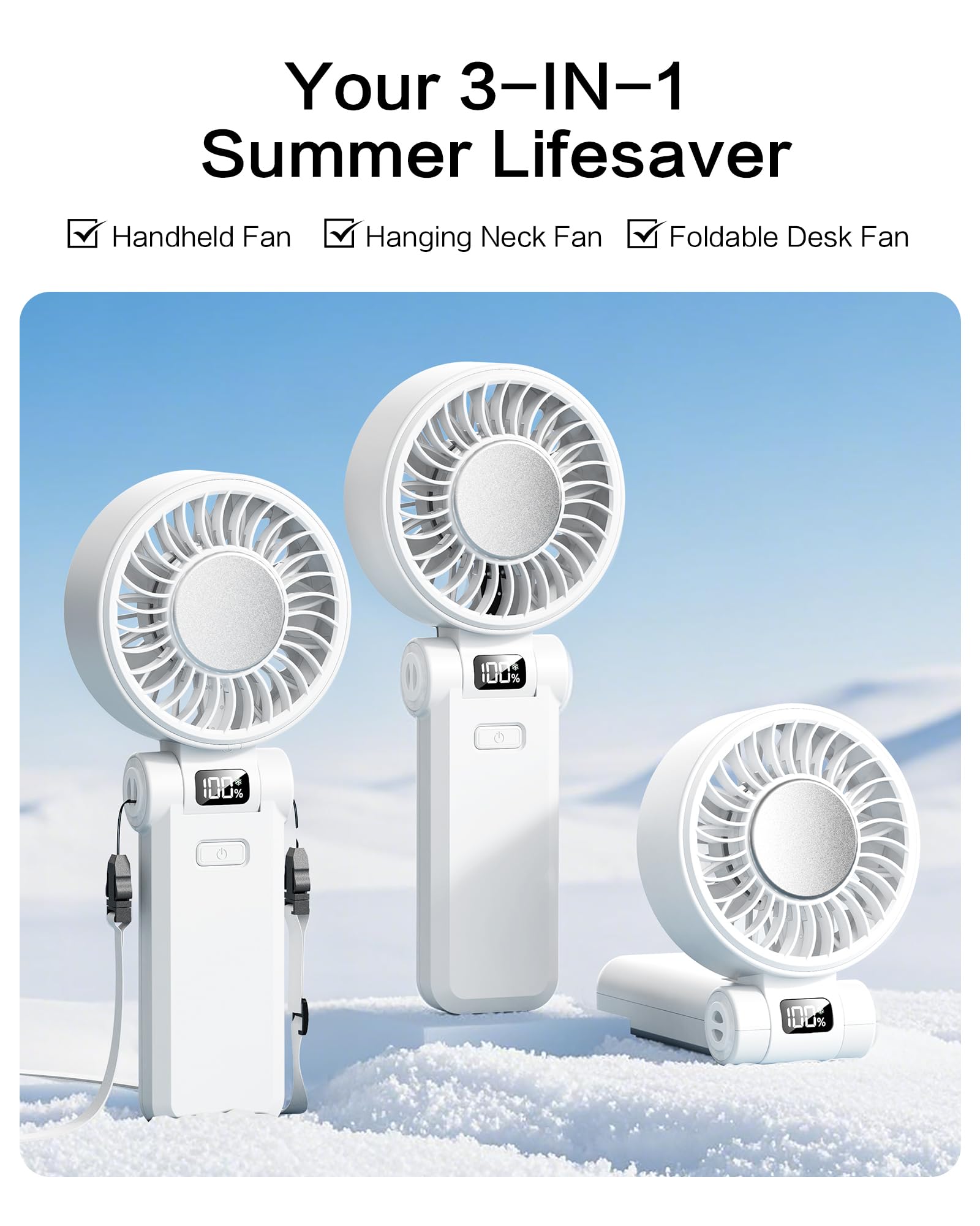 Portable pocket fan with 180° adjustable fold and long runtime, perfect for personal cooling