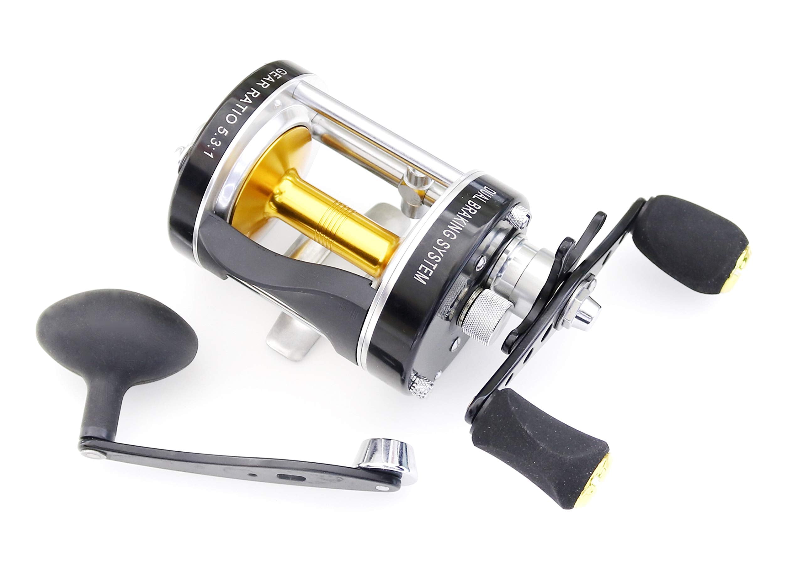 Ming Yang Mc600 Black Baitcasting Reel 6 Bb Right Handed Saltwater Fishing Gear Ratio 5.3:1 Muskie Catfish Fishing, Conventional Casting Reel With Power Handle
