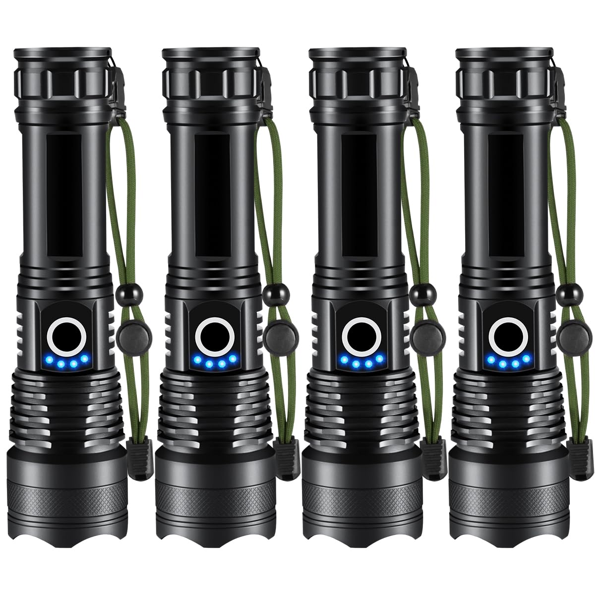 Lnryy Flashlights High Lumens Rechargeable, 4Pack Rechargeable Flashlights, Super Bright Flashlight, 5Mode Utility Led Flashlight High Powered, Waterproof Flash Light For Home, Emergencies.
