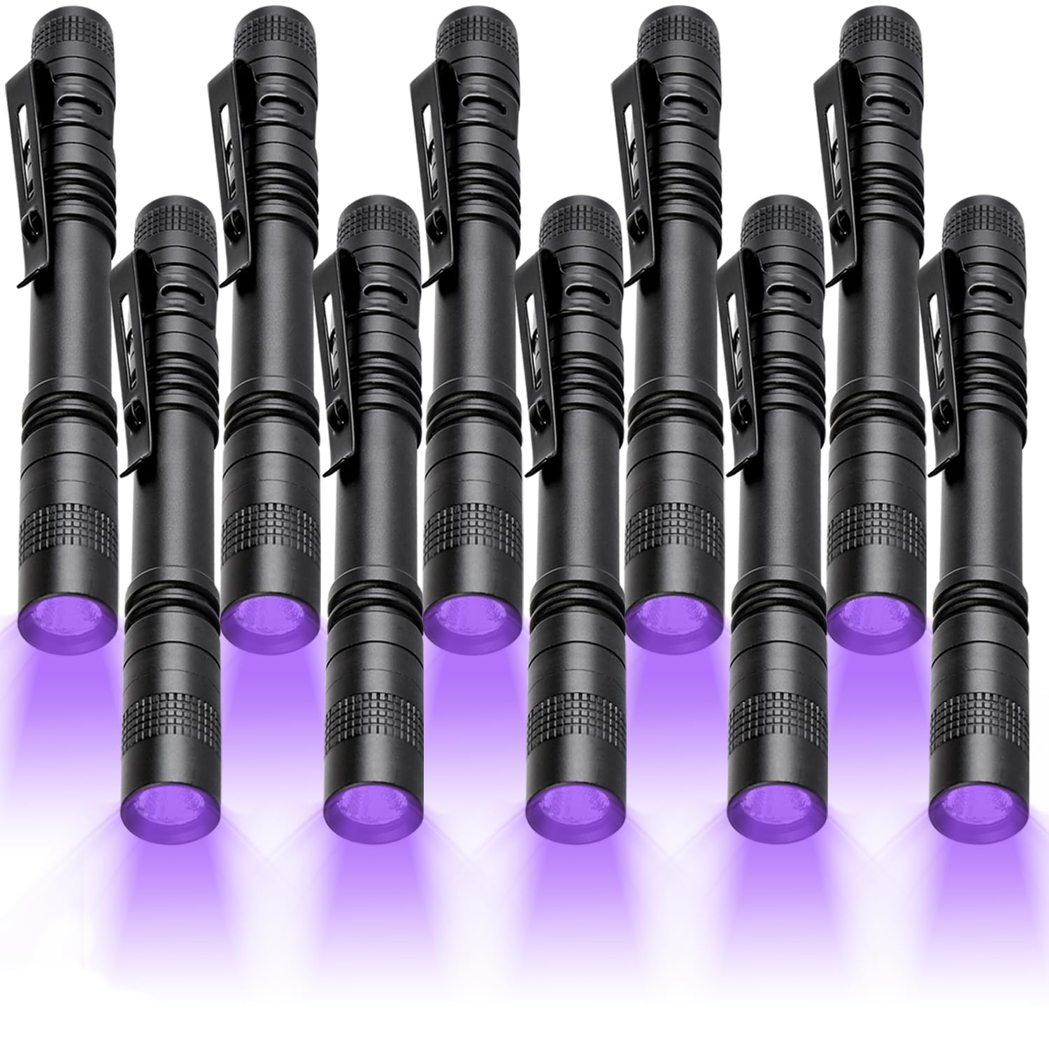Mviocs 10 Uv Black Light Flashlight, 10 Pack 395Nm Mini Pen Light With Clip, Waterproof Blacklight Flashlight For Leak, Pet Urine, Scorpion, Hotel Inspection, Dry Stain And Bed Bug.