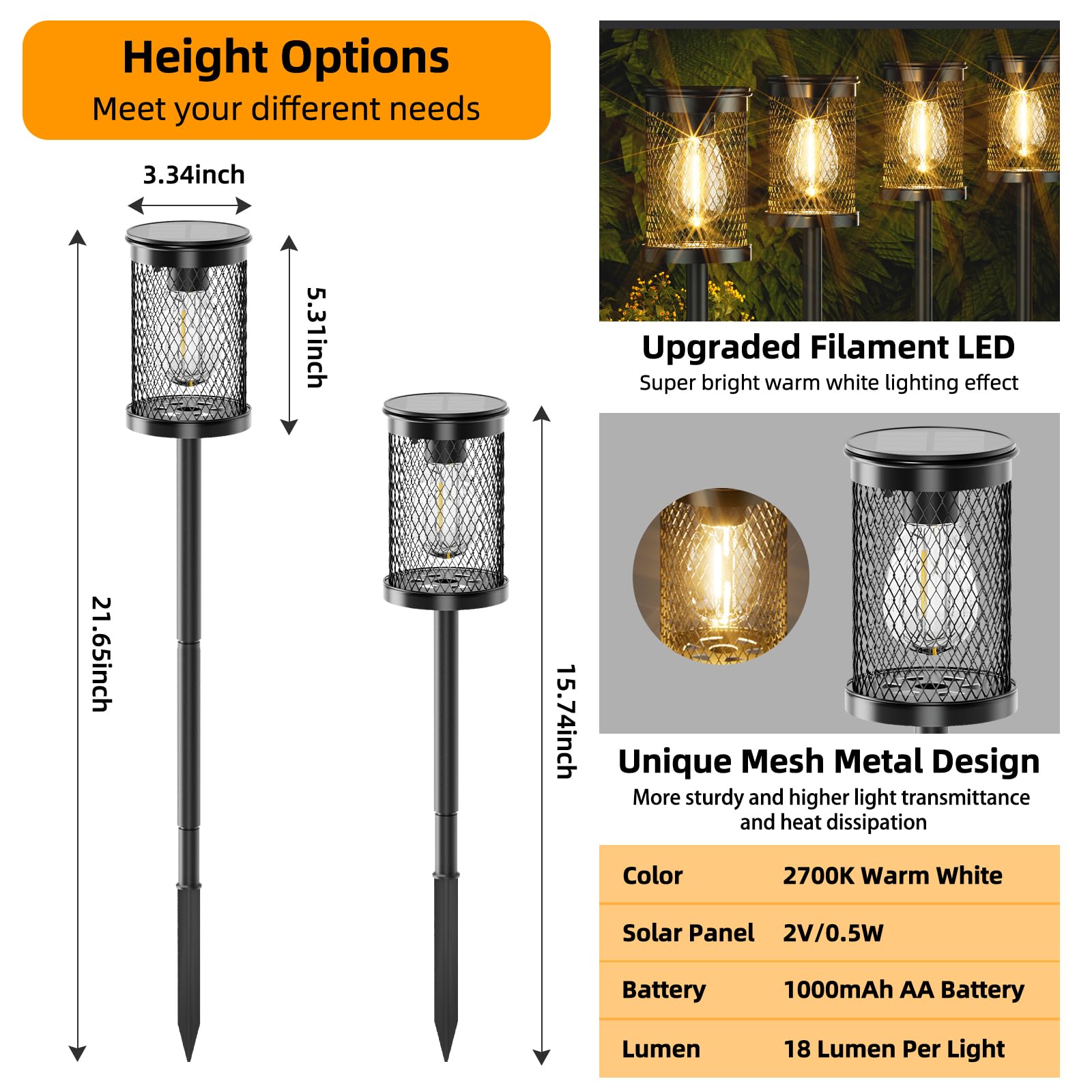 Adecorty Solar Pathway Lights Outdoor 4 Pack Solar Lights Outdoor Waterproof Super Bright Filament Led Mesh Metal Outside Path Lawn Patio Walkway Yard Garden Decor,  For Mother'S Day