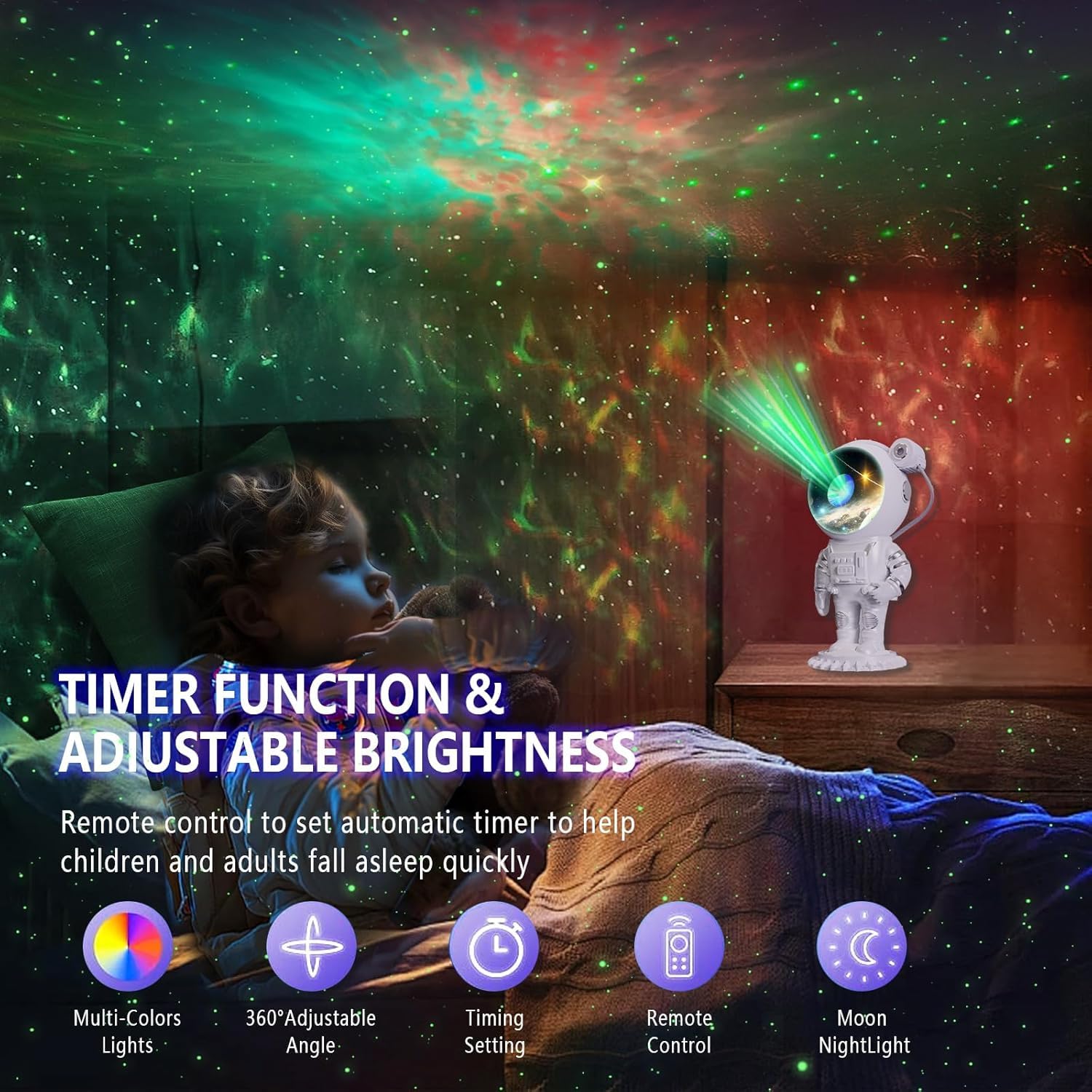 Aspiremit Astronaut Galaxy Projector - Space Light Projector For Bedroom Kids, Astronaut Night Light Projector, Star Light Projector Galaxy With Timer & Remote, Christmas  For Kids, Room Decor, Party