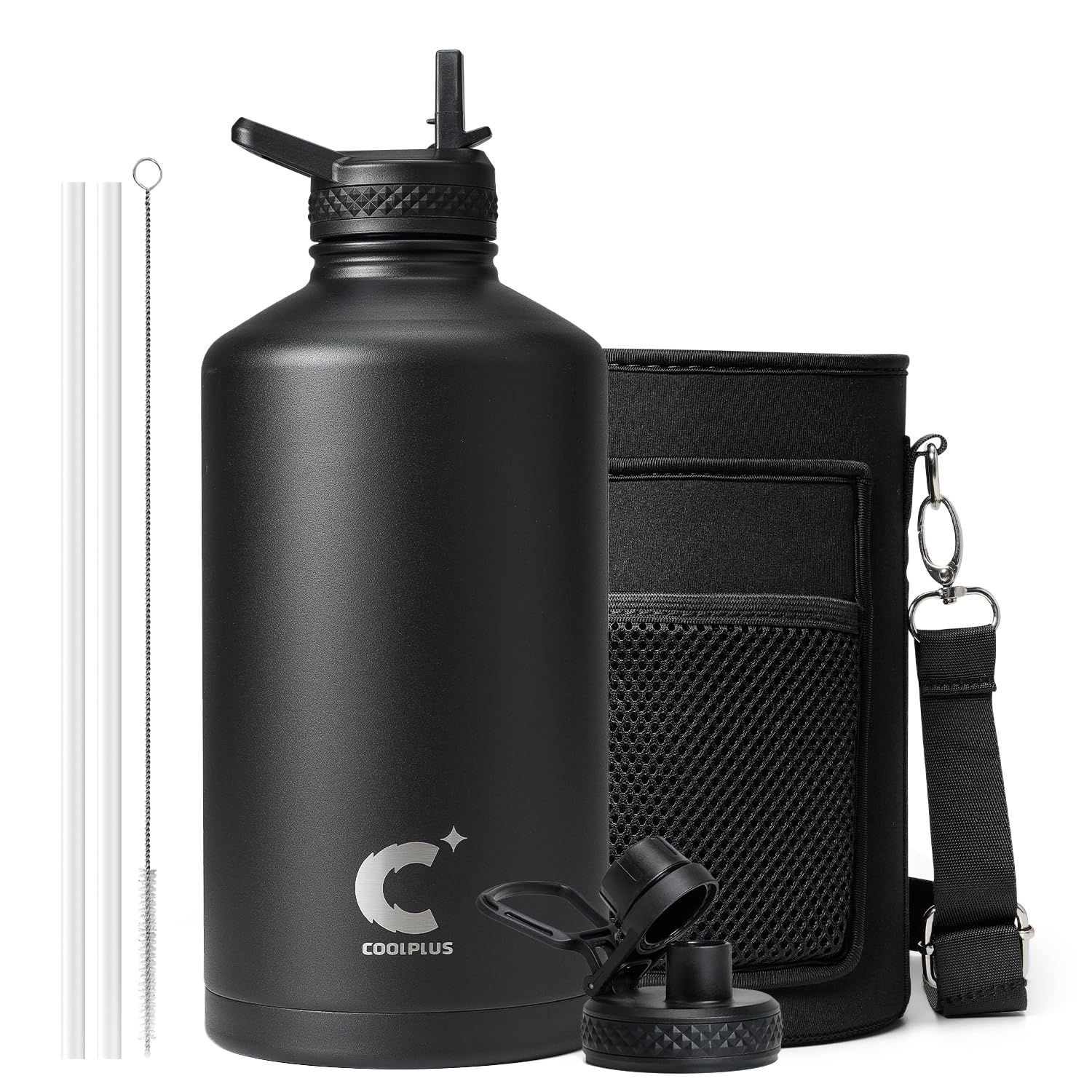 Coolplus Gallon Water Bottle Insulated With Straw, Water Jug 128 Oz Stainless Steel Double-Walled