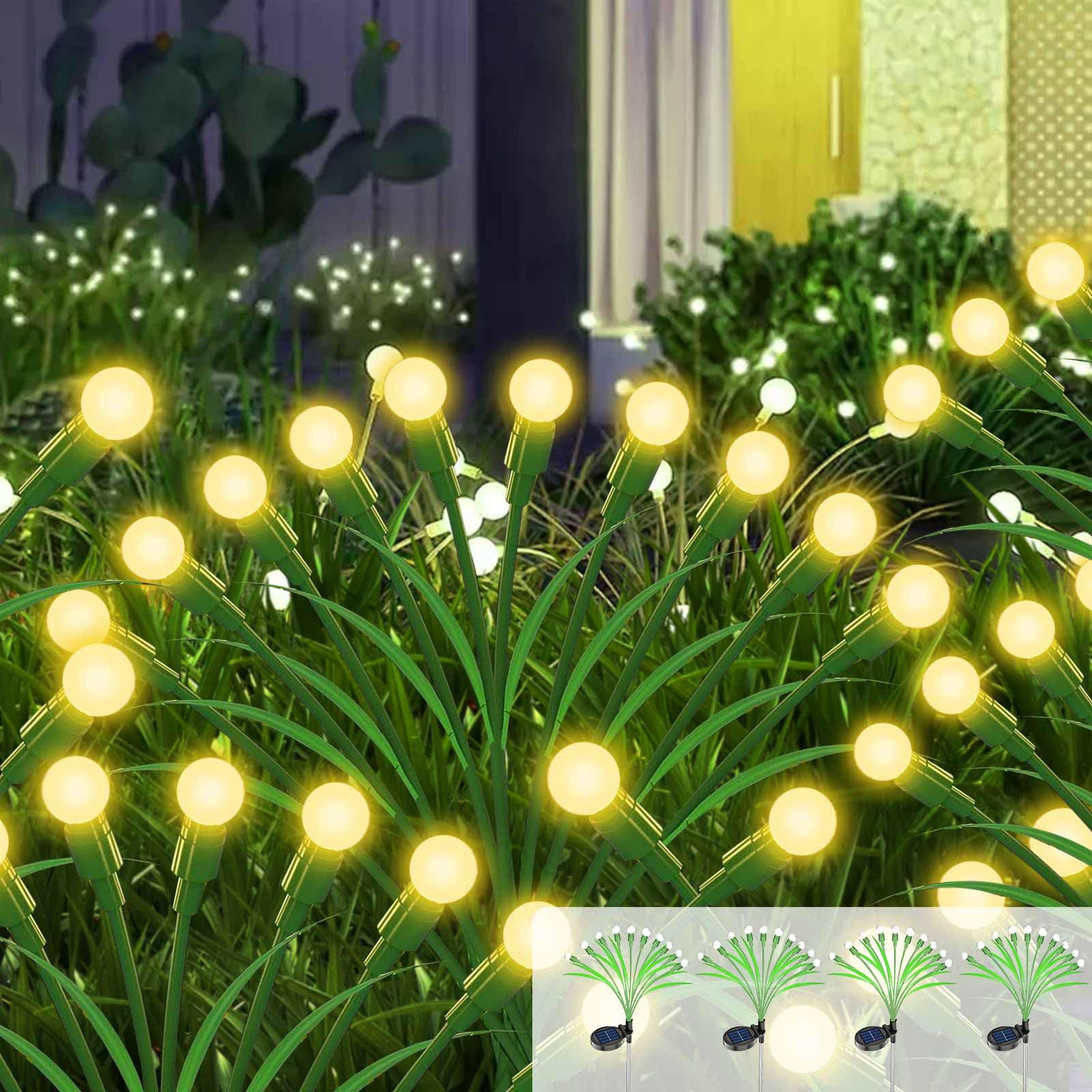 Zgwj Solar Garden Lights, Solar Swaying Light, Solar Outdoor Lights Firefly Lights For Patio Pathway Outdoor Decor (Warm White, 4 Pack), D2-24Ffl