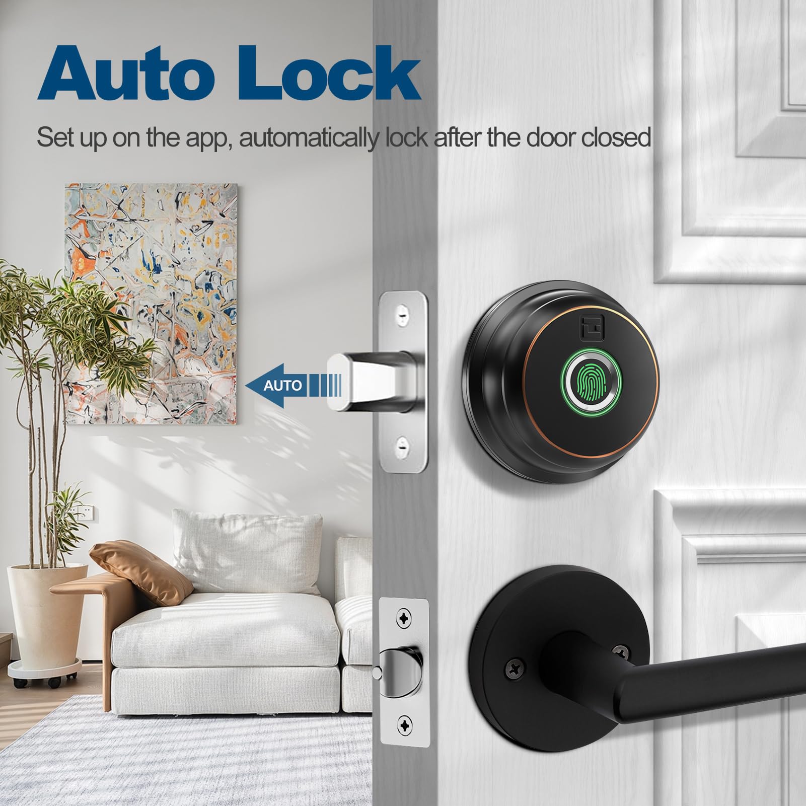 Geektale Smart Deadbolt Lock For Front Door, Fingerprint Door Lock With App, Biometric Deadbolt, Keyless Entry