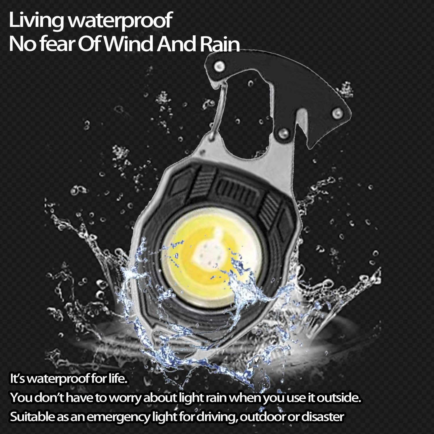 Ezolife Cob Keychain Work Light Keychain Flashlights 7 Light Modes 1600Lumen,Portable Usb Rechargeable Cob Work Light Emergency Light With Folding Bracket Bottle Opener And Magnet Base