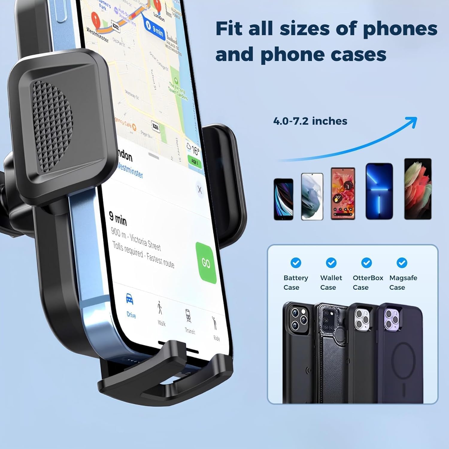 Yiokouz Phone Mount For Car,Military-Grade Car Phone Holder Mount Universal Automobile Dashboard Windshield Cell Phone Holder Truck Vent For Iphone 16 15 14 13 Pro Max Samsung