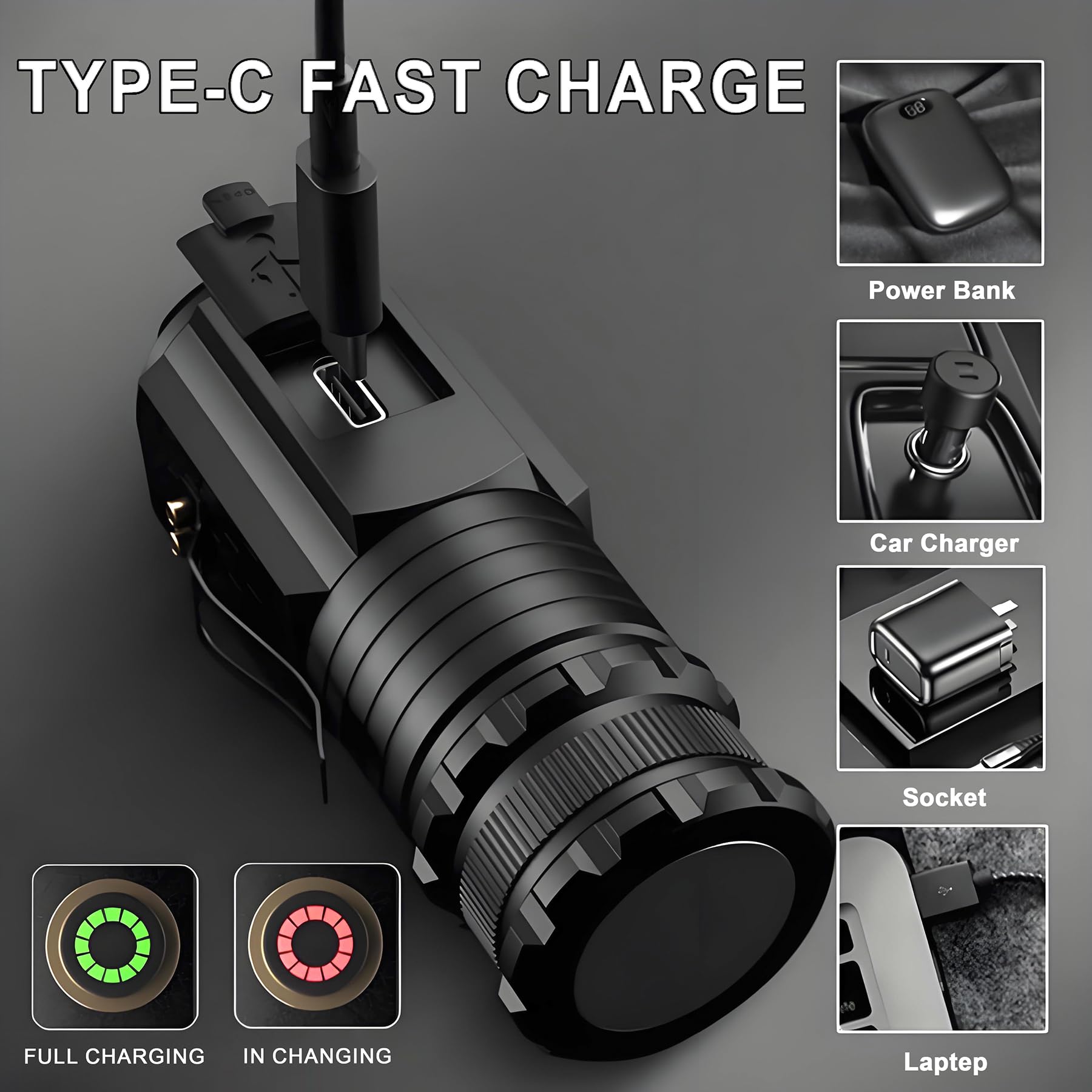 Abunro Small Flashlight Rechargeable, With Magnetic Base, Aluminum Mini Flashlight 2550 Lumens 4 Pcs Bright 3 Led Flashlight, 5 Lighting Modes Portable Rechargeable Flashlights Small For Camping Home