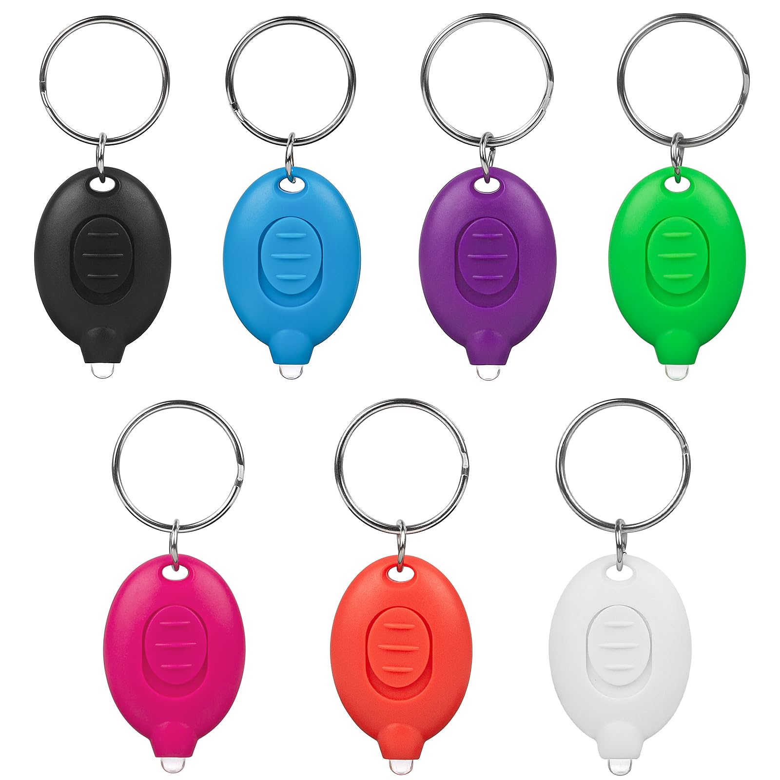 Uaimvie 7 Pcs Led Keychain Flashlight Mini Keychain Light Ultra Bright Tiny Flashlight Small Portable Light Battery Powered With Key Ring For Outdoor Activities And Emergency Lightning, 7 Colors Of Shells