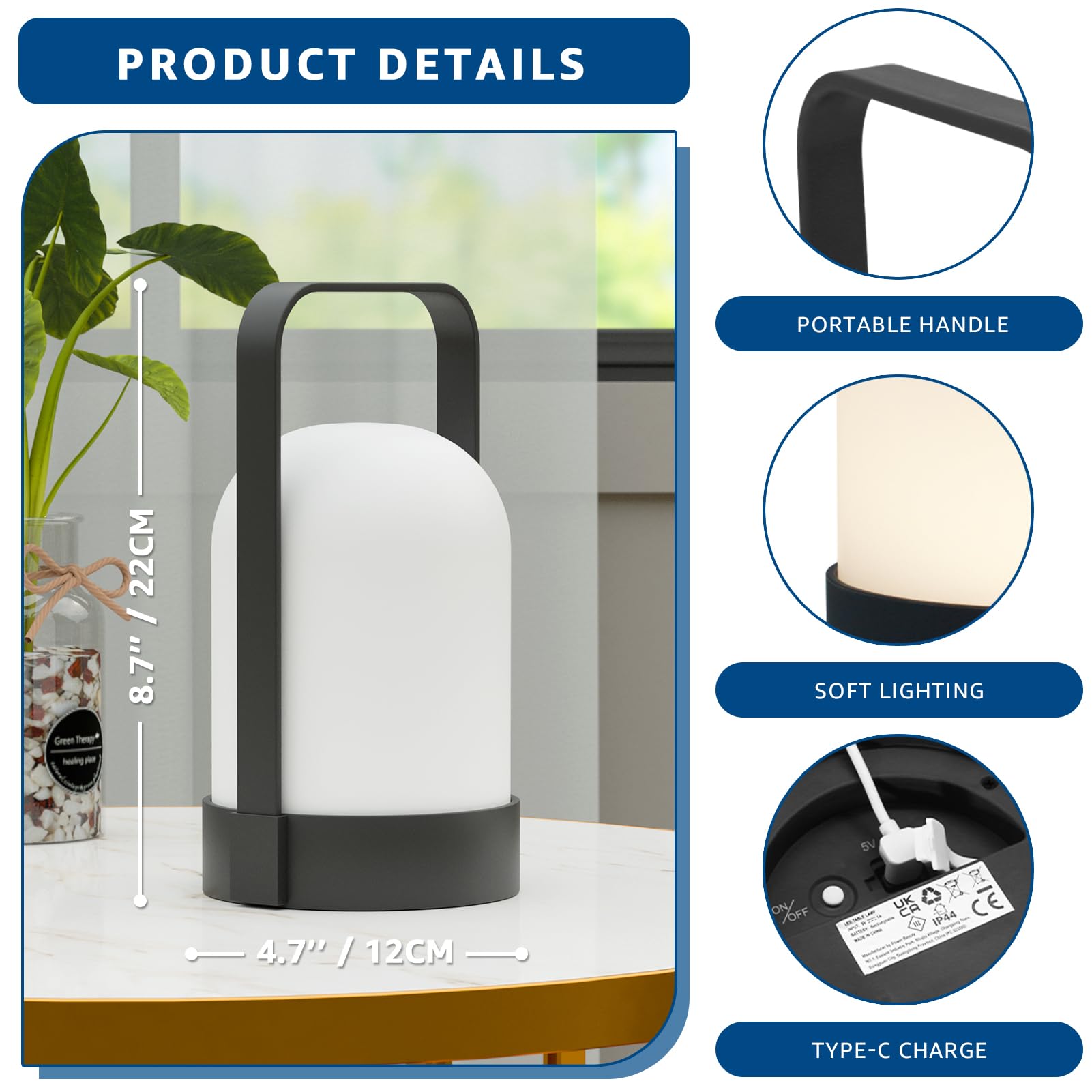 Uuffoo Nicebuy Rechargeable Outdoor Table Lamp - Remote Controlled Led Lantern With 8 Lighting Modes, Portable Handle Design For Patio, Garden & Camping (2-Pack, Ip44 Weatherproof)