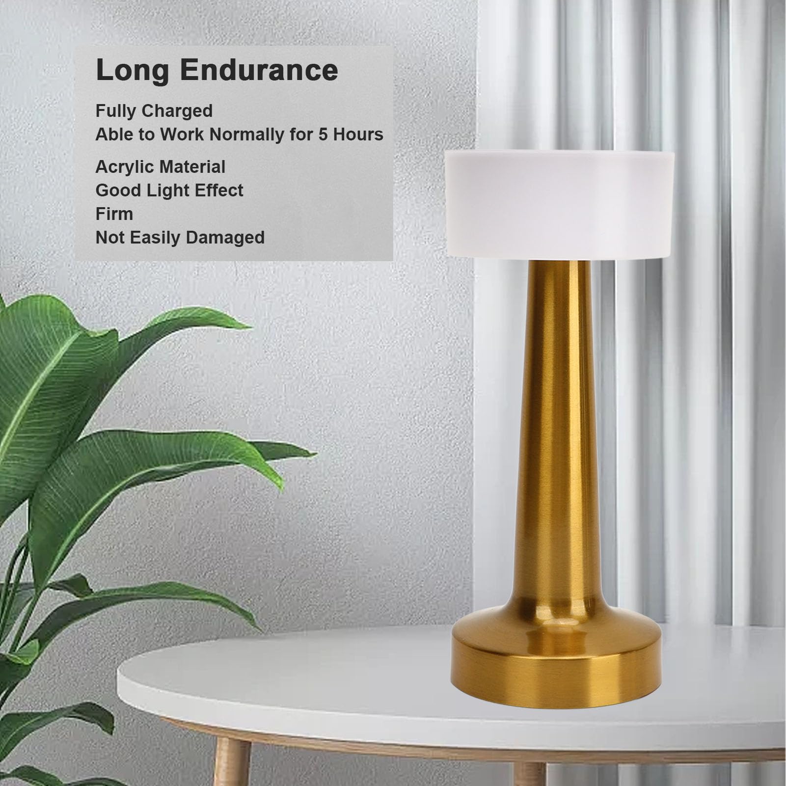 Oukens Table Lamp, Portable Rechargeable Table Lamp With 3 Color Usb Charging Metal Retro Nightstand Lamp, Table Light For Restaurant Bedroom Bars Home