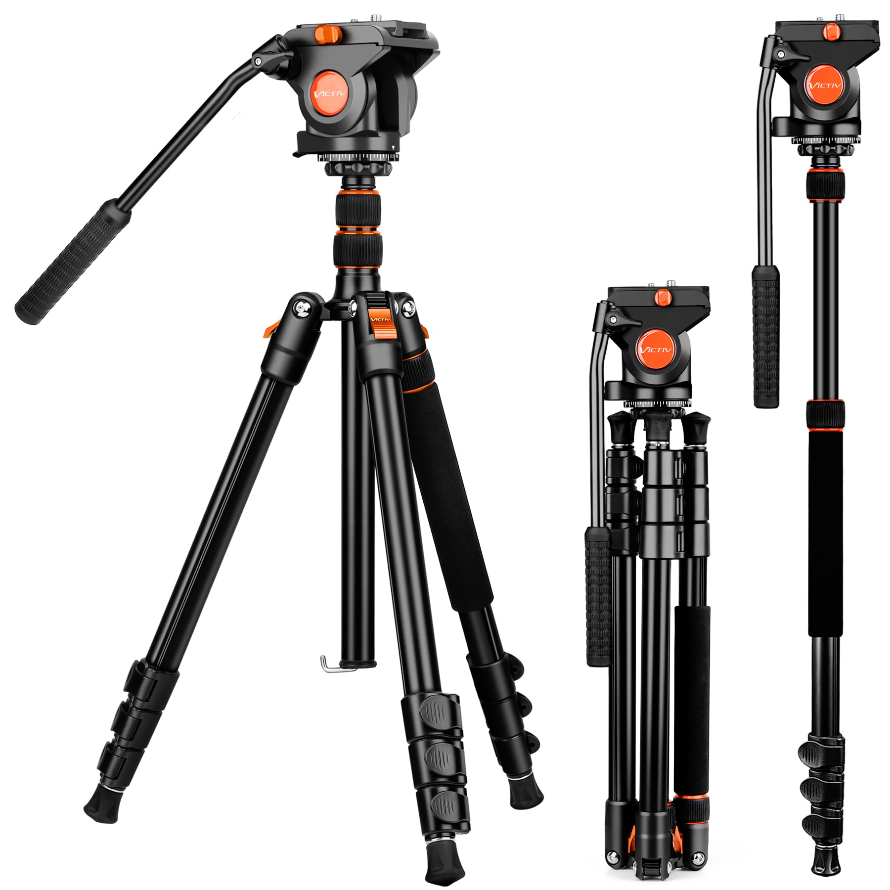 Victiv Tripod For Camera Fluid Head, Heavy Duty Camera Tripod Stand 72", Professional Video Tripod For Camera, Compatible With Canon Nikon Dslr Camcorders Binoculars Spotting Scope Telescope