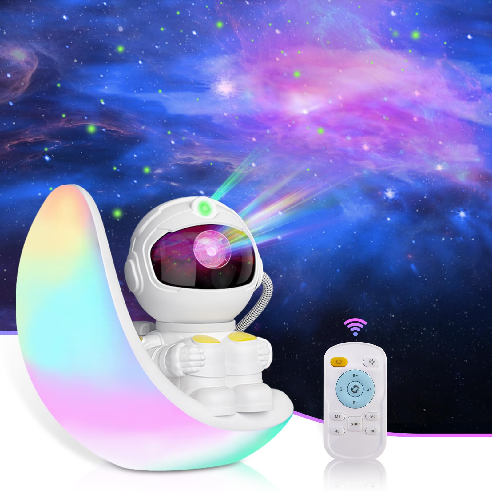 Acegamer Astronaut Galaxy Projector Moon Night Light, Star Ceiling Projector Galaxy Light With Timer And Remote Starry Nebula Led Lamp, Star Lights For Kids Adults Bedroom Decor, Christmas, Birthday