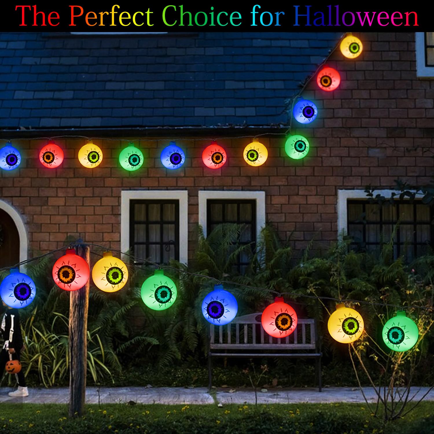 Xingpold Halloween Decorations Solar Eyeball String Lights Outdoor, 8 Modes Solar Halloween Lights With 30 Led Scary Eyeball Lights, 21Ft Waterproof Halloween Lights Outdoor For Garden Window Porch