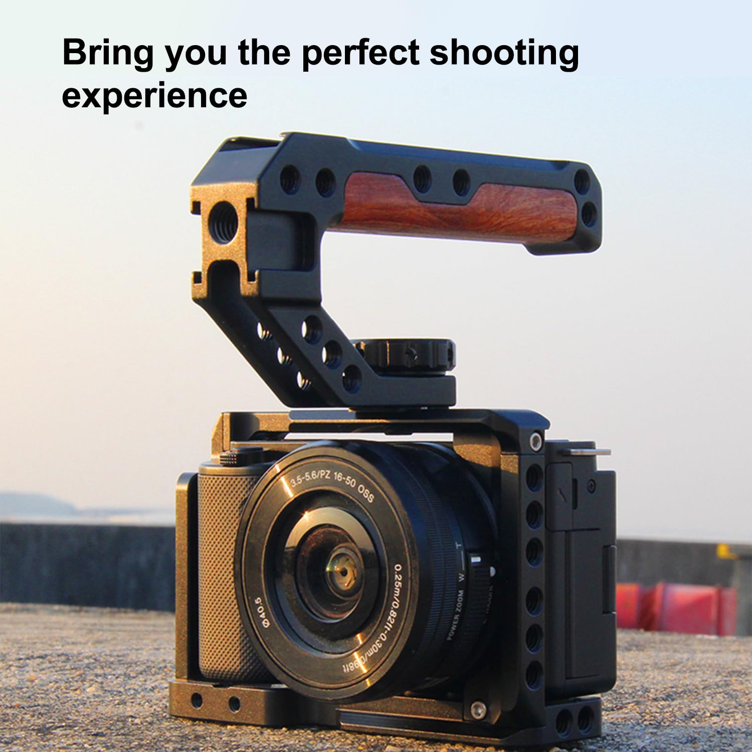 Anntery Top Handle For Camera Cage,Camera Handle Grip, Universal Hand Grip Camera Handle With Cold Shoe Mount 1/4''&3/8'' Holes For Camera, External Monitor, Microphone, Fill Light, Etc-A011