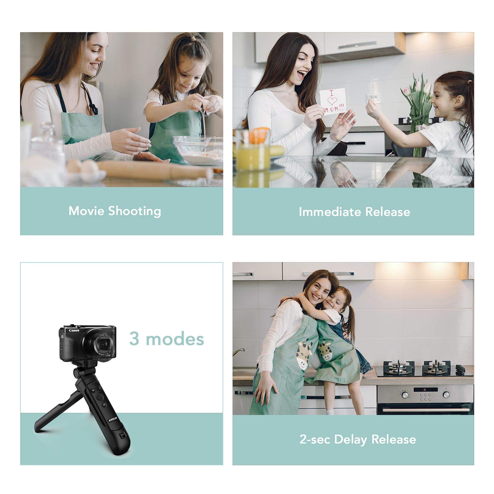 Aodelan Wireless Shooting Grip And Tripod Camera Remote Control For Canon Eos Rebel Sl2, Sl3, 77D, R5, R6, T7I, M50, Eos Rp, R, Powershot Sx70 Hs, G7 X Mark Iii, G5 X, M6 Mark Ii