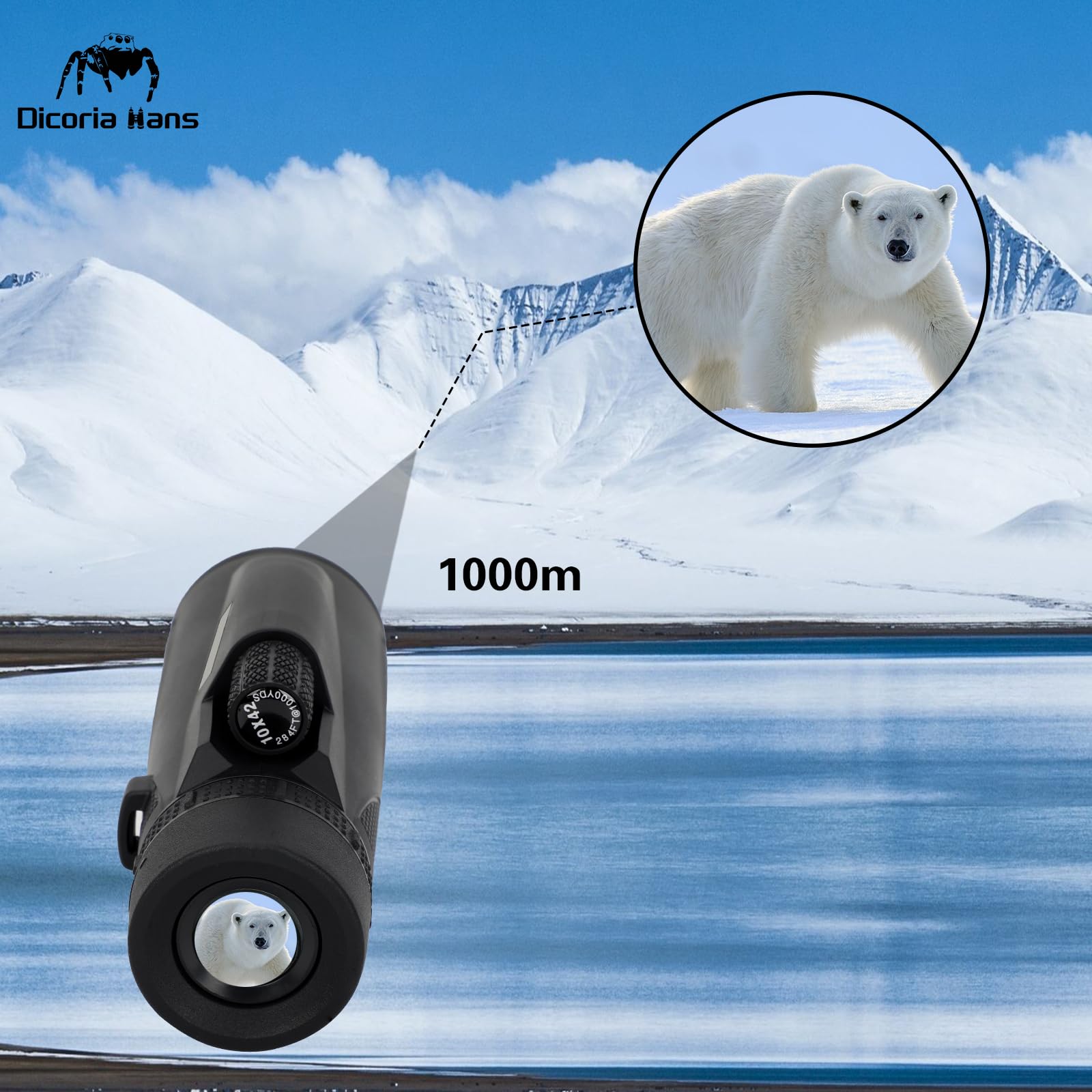 Dicoria Hans 10X42 Compact Monocular, Smaller Size Easier To Carry Around For Bird Watching Hunting Camping Hiking Sport Game Concerts