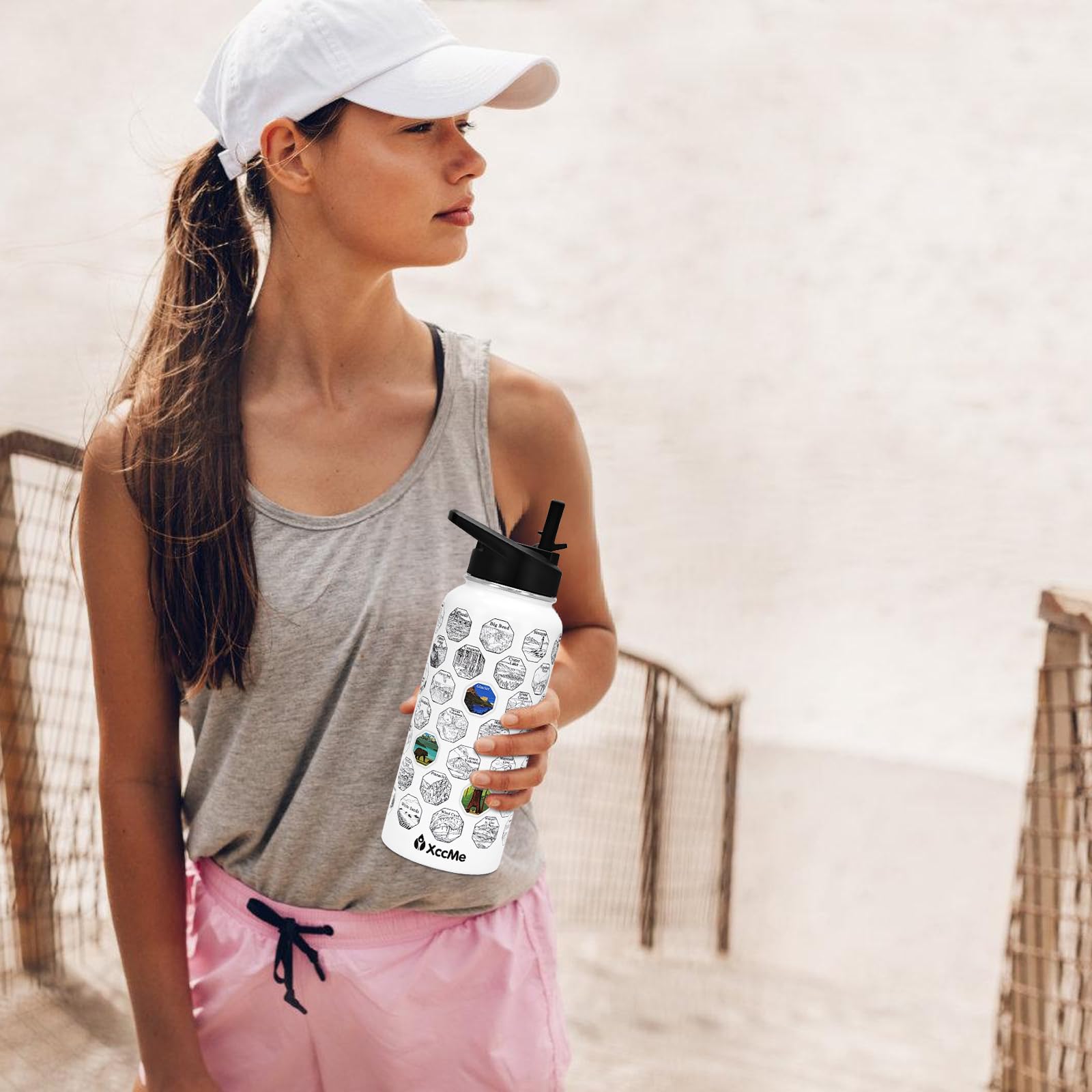 63 National Parks Water Bottle With Stickers,32 Oz Stainless Steel Insulated Water Bottle