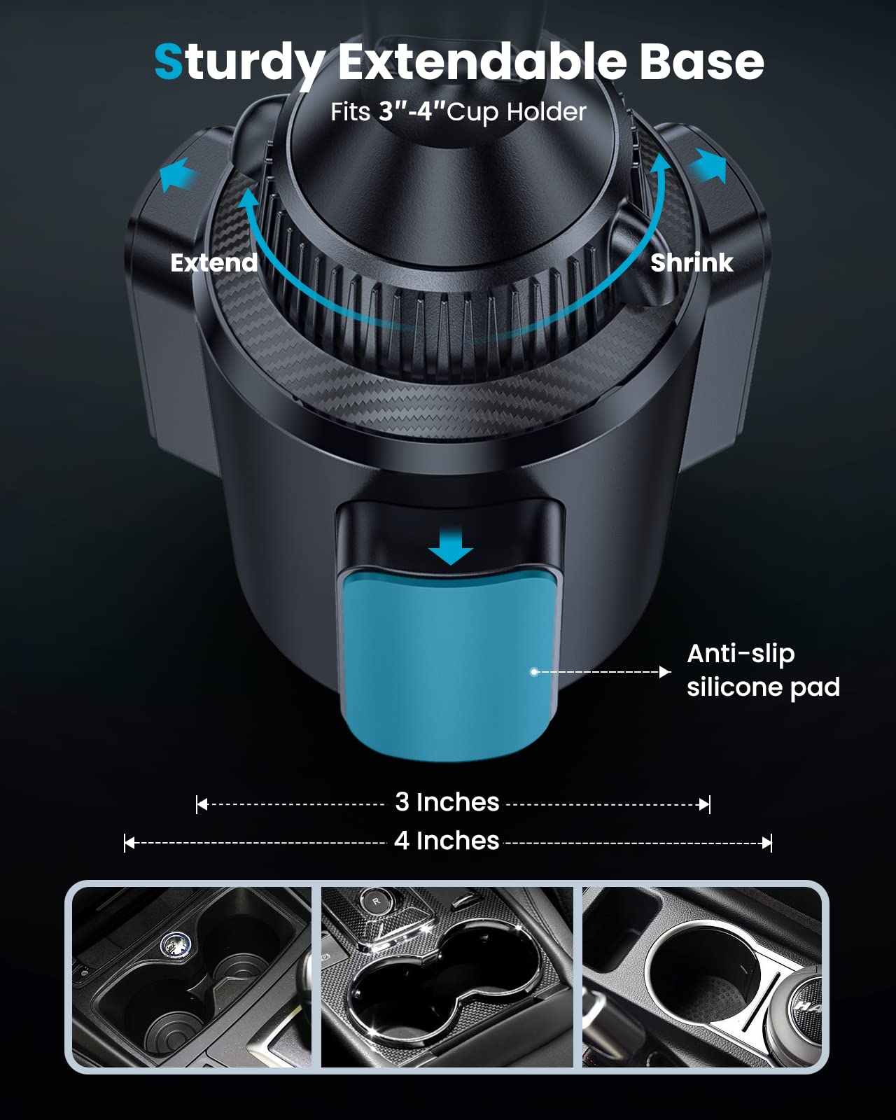 Apps2Car Dual Coil Wireless Car Charger Auto Clamping 15W Cup Holder Phone Wireless Charger Mount Fast Charge Tri-Pivots Height Adjustable Phone Holder Car Truck For Iphone 16 15 14 13 Samsung Lg Etc.