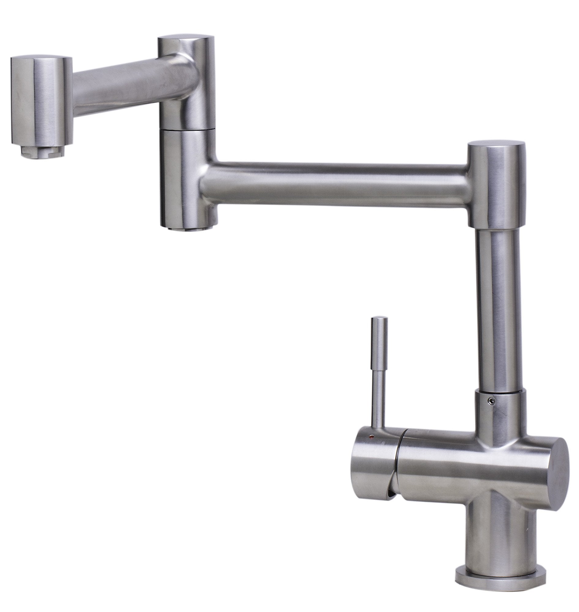 Alfi Brand Alfi Ab2038-Bss Solid Brushed Stainless Steel Retractable Single Hole Kitchen Faucet, 15" D X 12 1/8" H