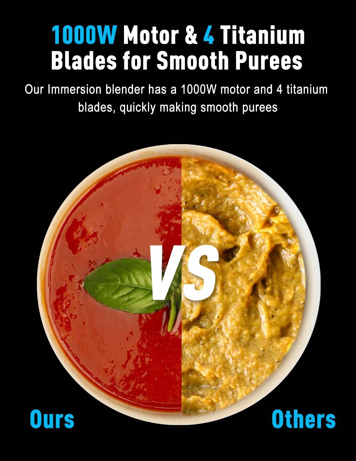 Sheanlah 1000W Powerful Immersion Blender Handheld And Whisk