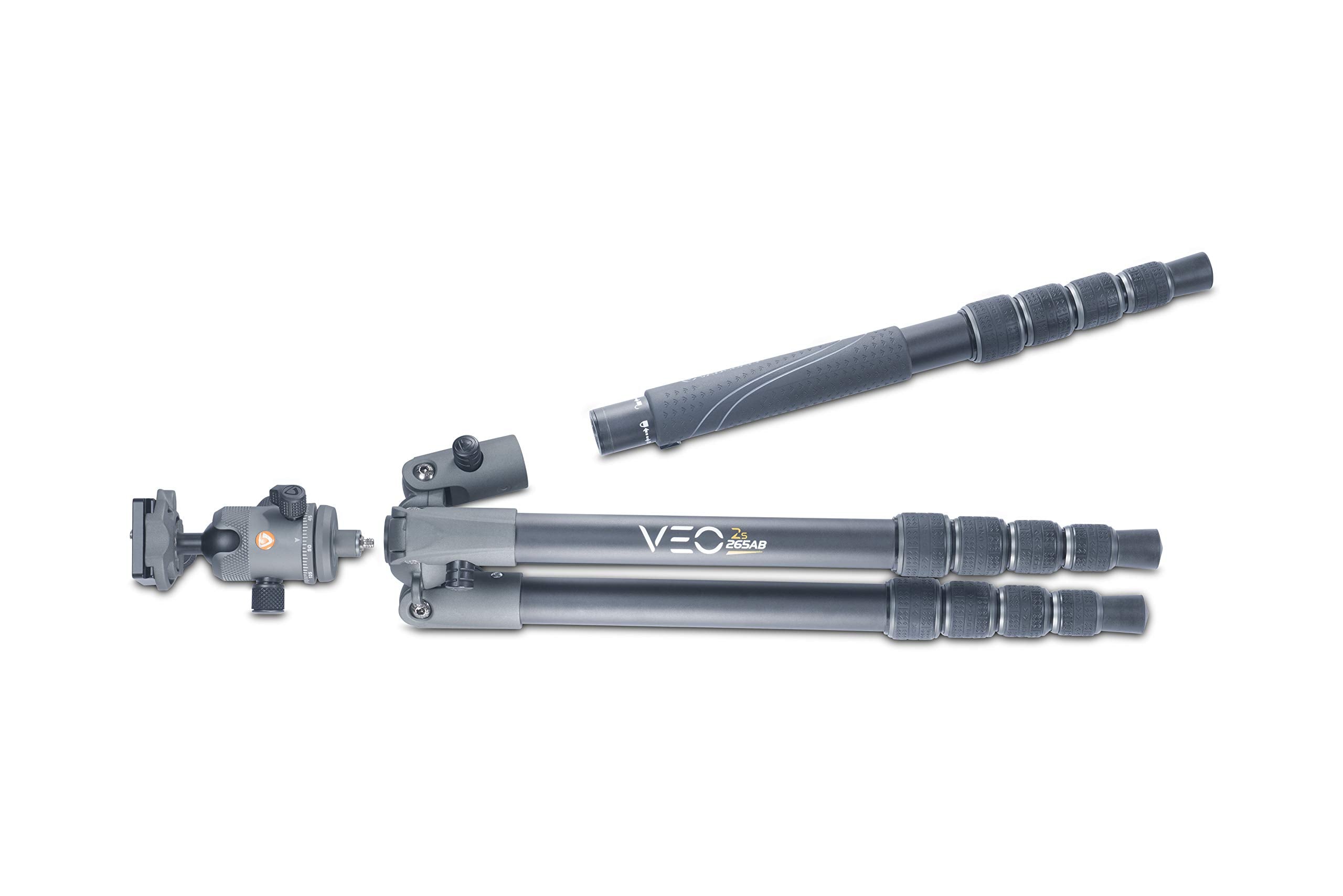 Vanguard Veo2S265Ab Aluminum Travel Tripod With Ball Head, Monopod Option, Smart Phone Holder, Spiked Feet, And Tripod Bag
