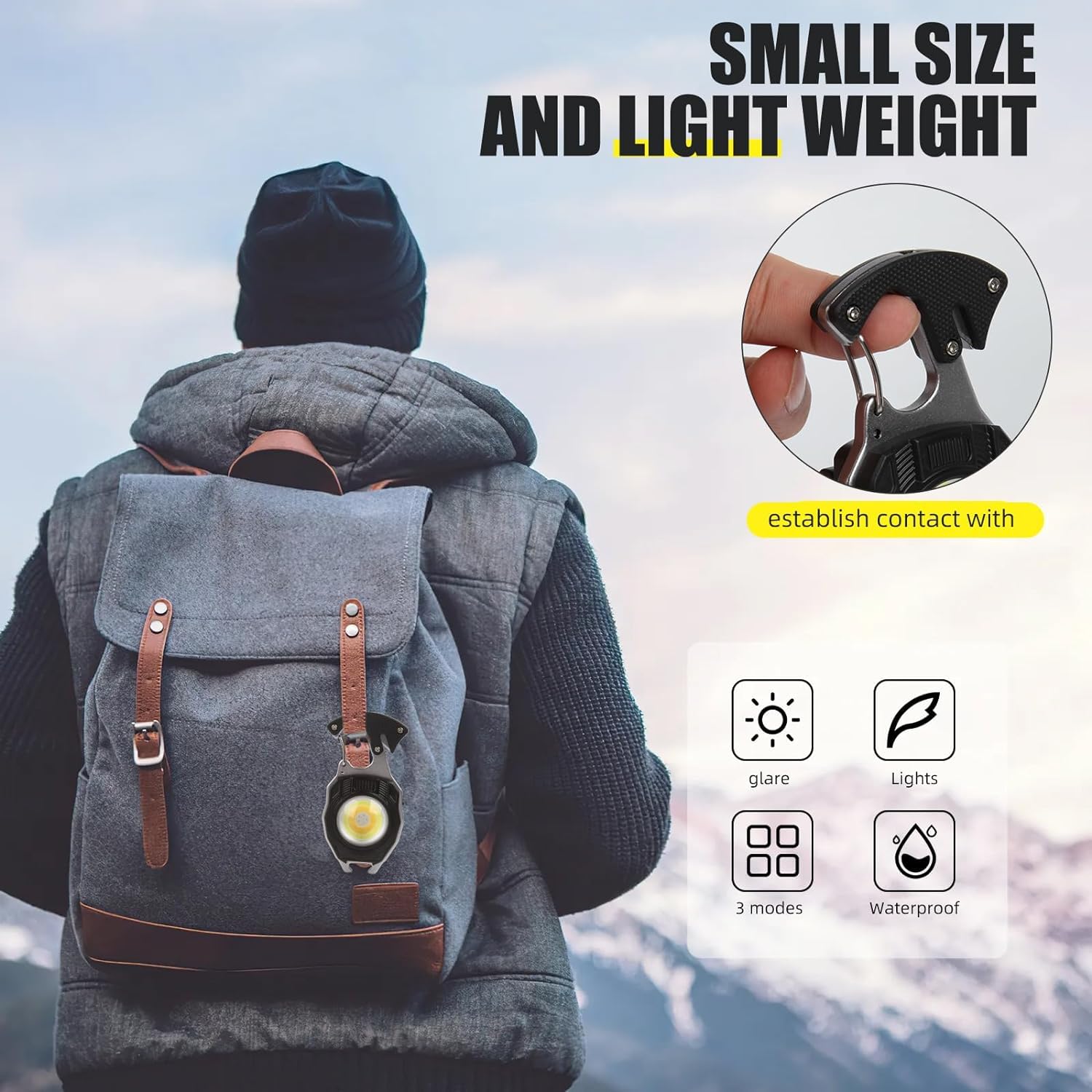 E-Shidai Mini Flashlight 2 Pack, Rechargeable Keychain Flashlight With 3 Light Modes, 1000Lumens Bright Edc Flashlight Keychain Light With Magnet Base, Portable Pocket Flashlight For Camping Walking