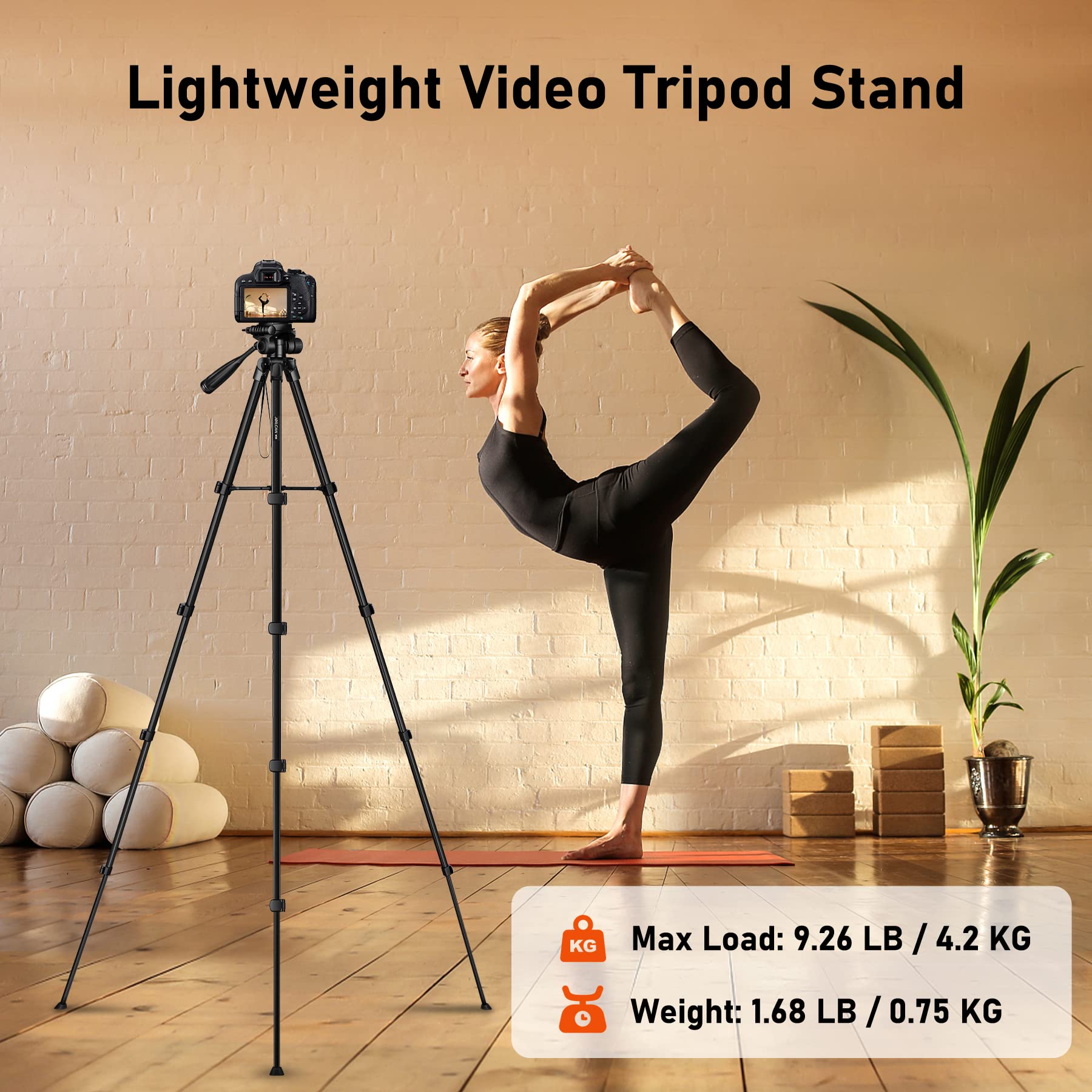 Joilcan Camera Tripod, 68" Tablet Tripod Stand For Phone Cameras, Travel Tripod Compatible With Ipad Iphone Dslr Slr Projector, Cell Phone Tripod Stand With Remote/Travel Bag / 2 In 1 Mount