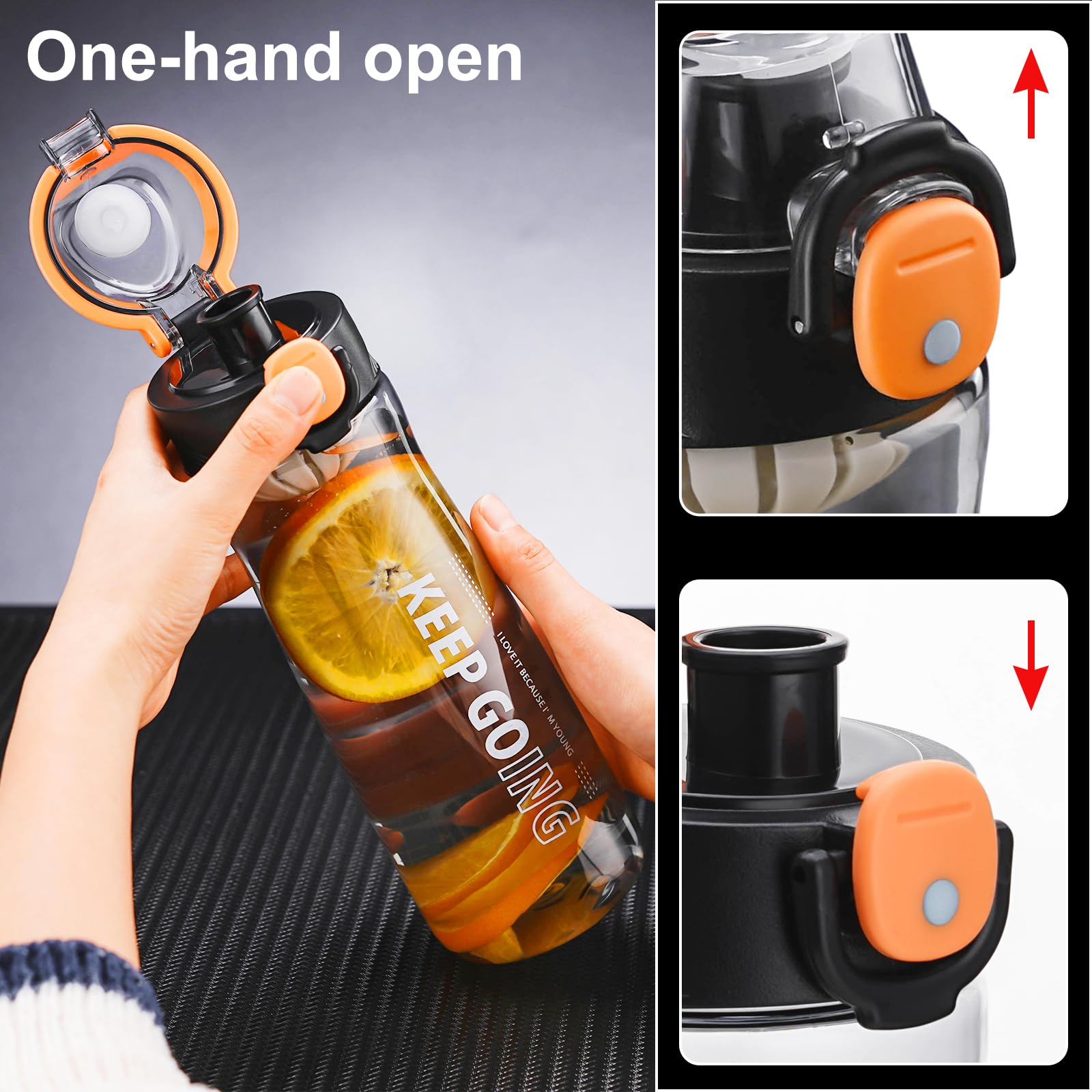 27Oz Reusable Plastic Water Bottle, Clear With Measurements, Sports Bottle For Running, Gym, Hiking