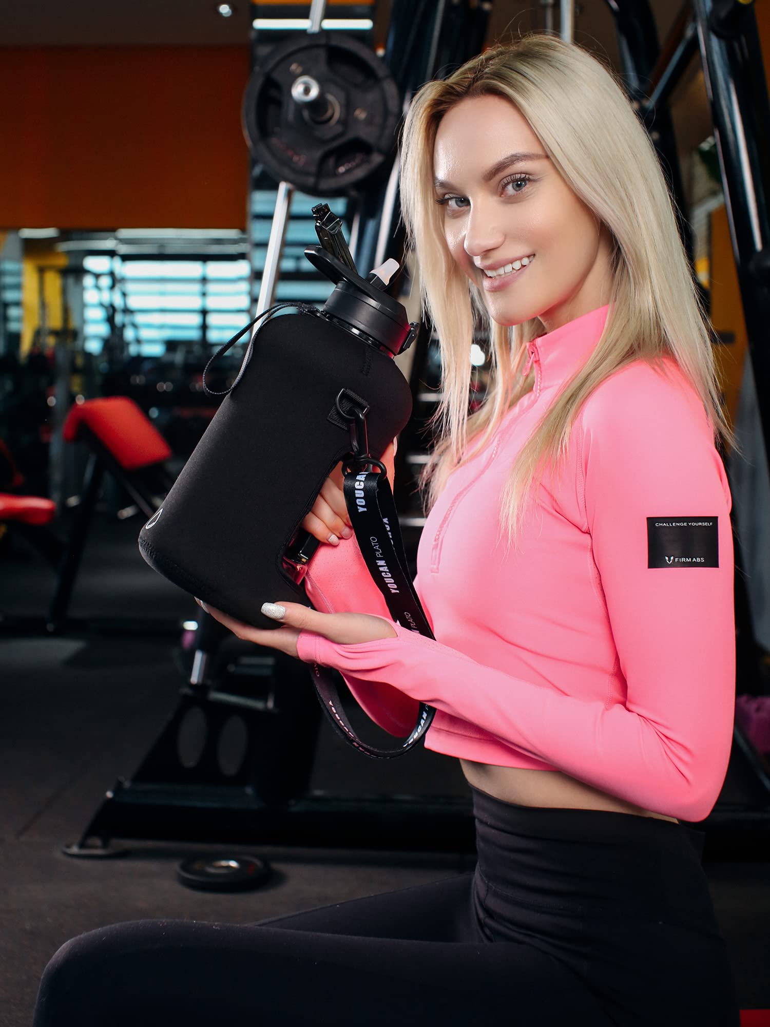 Youcan Plato 74 Oz Half Gallon Water Bottle With Sleeve-Large Water Bottle -Big Gym Water Bottle