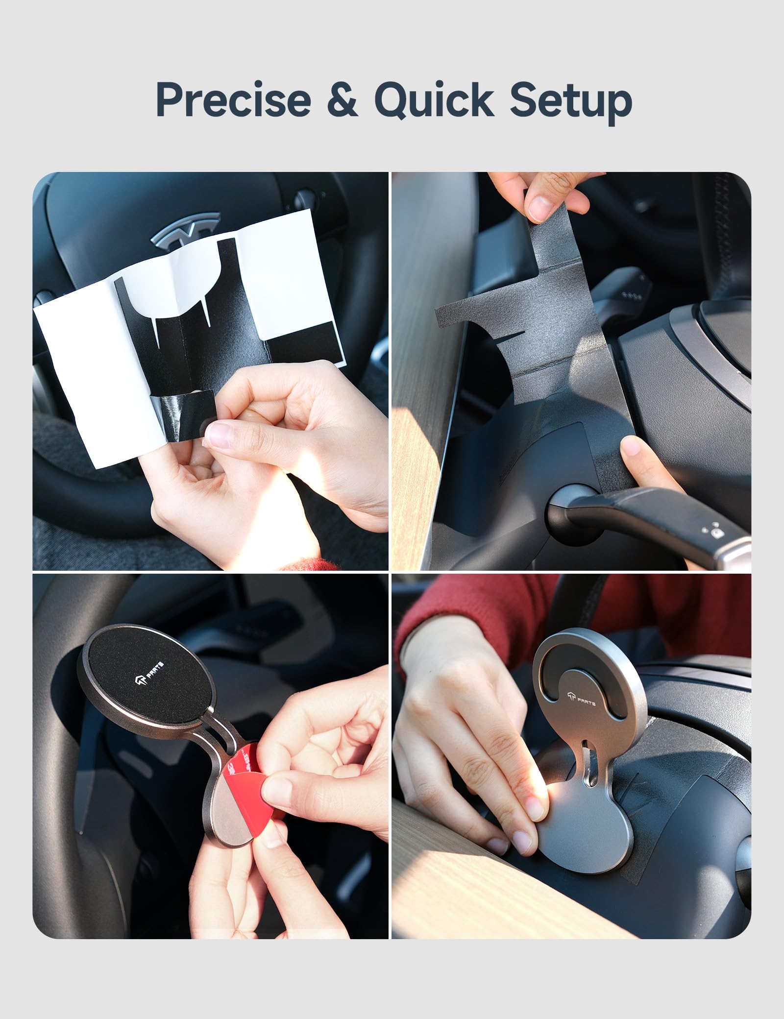 Tparts Steering Wheel Hud Magnetic Cellphone Mount Phone Holder Stand For Tesla Model 3 (18-23) / Model Y (20-24), Compatible With Iphone 12/13/14/15/16 Series And Other 5.4-6.7'' Smartphones (Tp200)