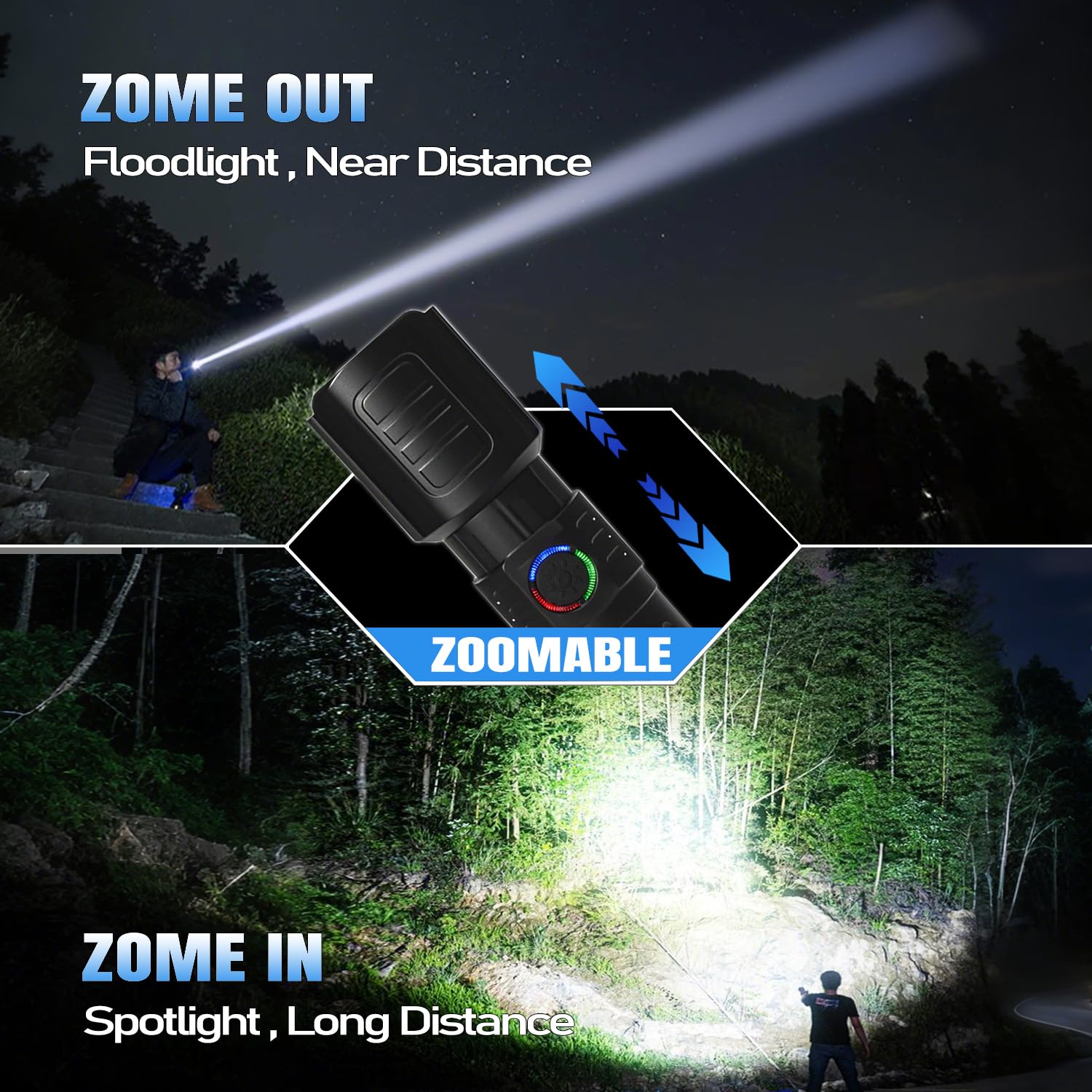 Puyinii Utility Flashlights Torch High Lumens Rechargeable, 3 Modes Led Waterproof Zoomable Linternas Handheld Small Flashlight, Adjustable Brightness Flash Light For Hurricane/Home/Emergency (2 Pack)