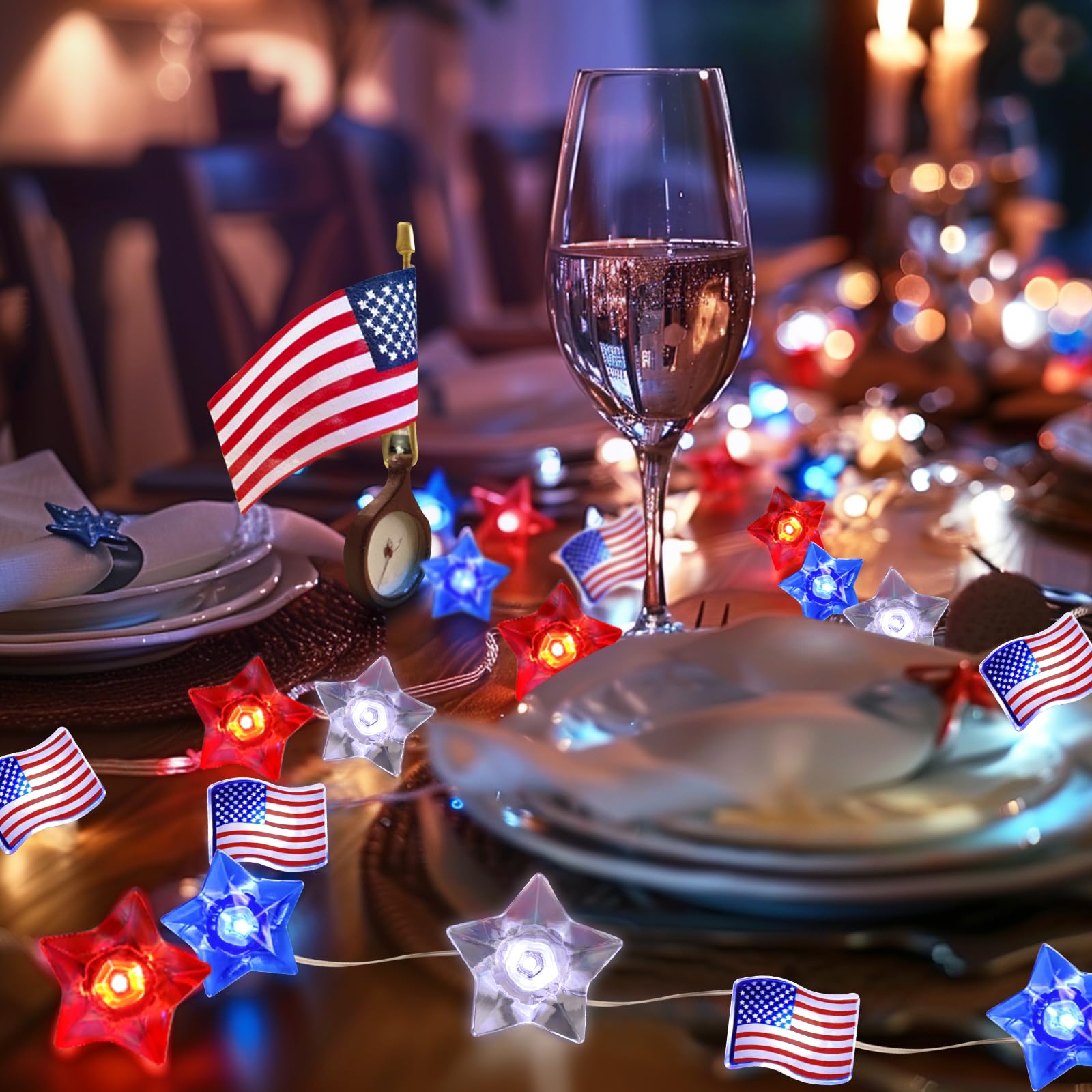 Coquimbo 4Th Of July Decorations Red White Blue String Lights, 10Ft 30 Led Flag Star Patriotic Lights Battery Operated For Indoor Outdoor Memorial Day Independence Day