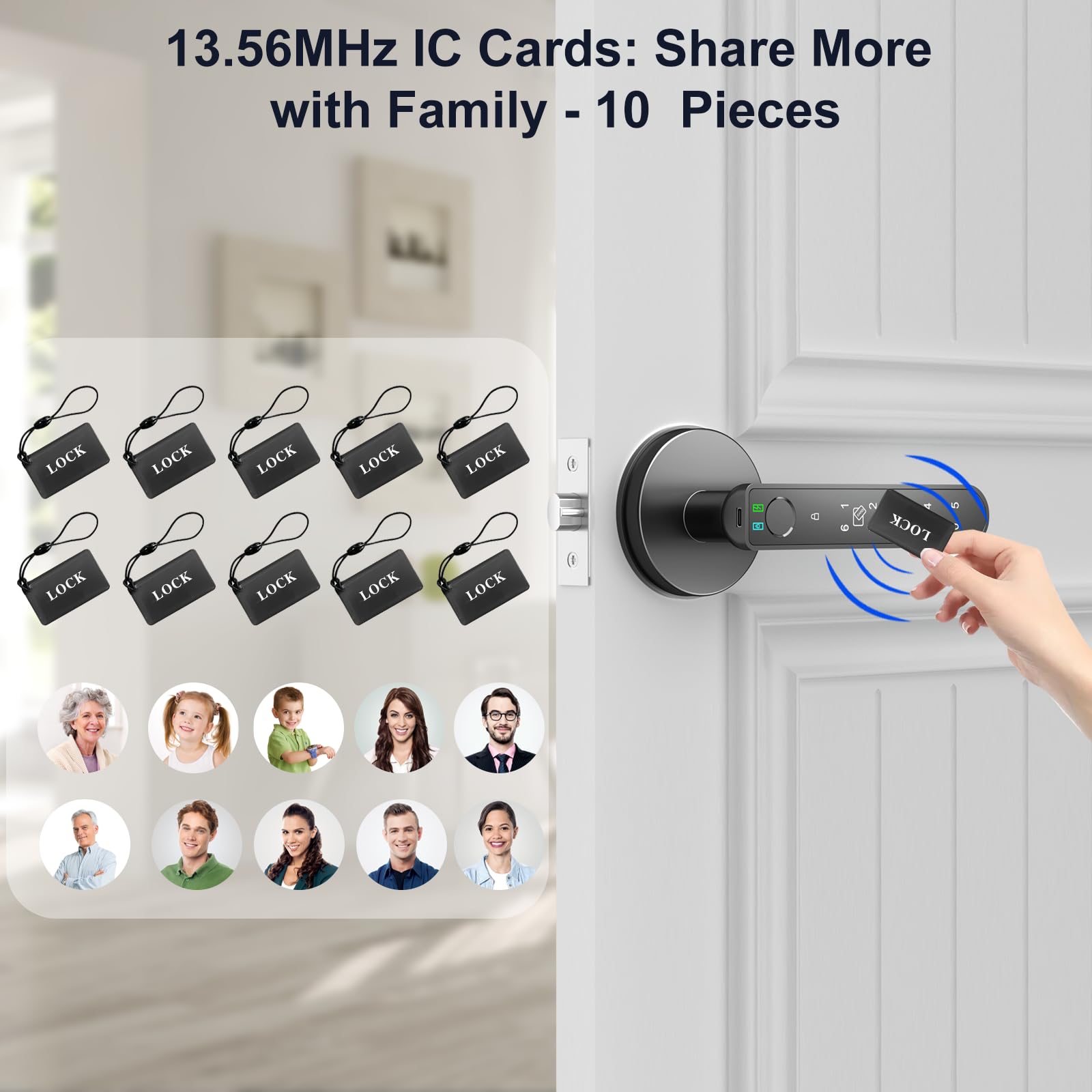 Biwibon 10-Piece Ic Cards - Rfid Key Fobs For Smart Locks, 13.56Mhz, Compatible With Tuya And Ttlock Smart Systems