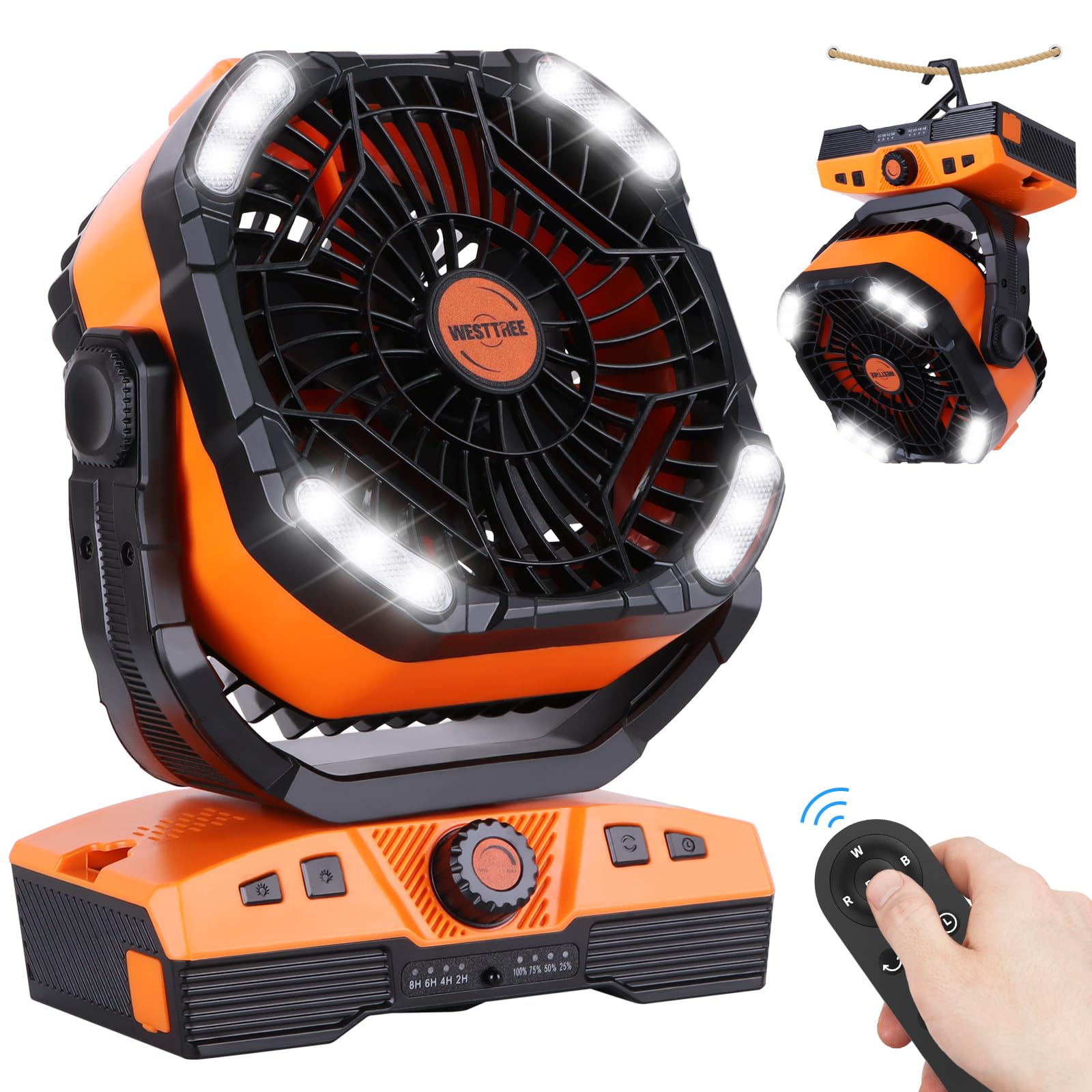 Portable oscillating camping fan with 20000mAh battery and 270° pivot for cooling Koospark