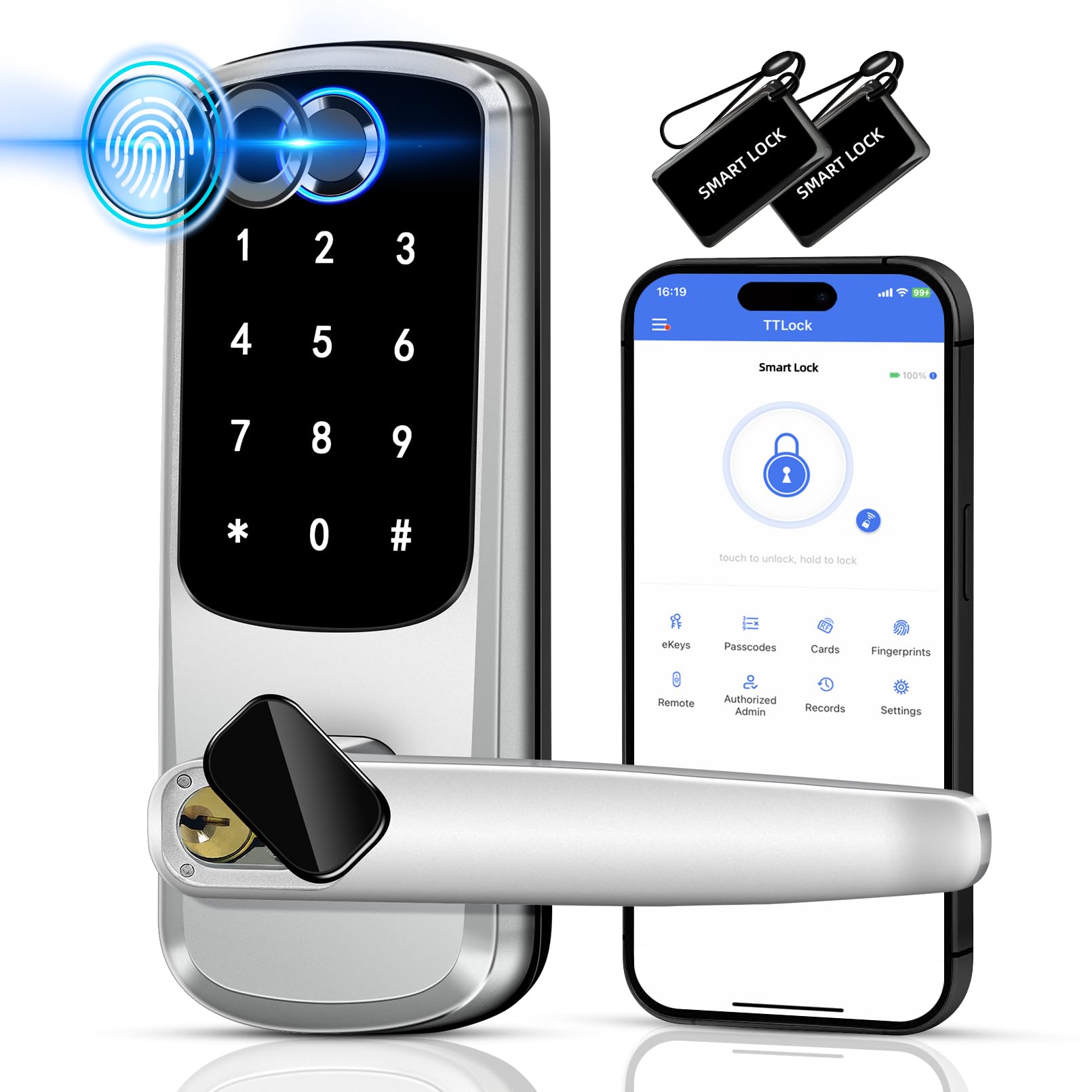 Volibel Smart Door Handle Lock, Keypad Door-Locks With Handle, Keyless Entry Door-Lock With App Control, Smart Locks For Front Door, Electronic Door Locks, Easy Setup And Installation