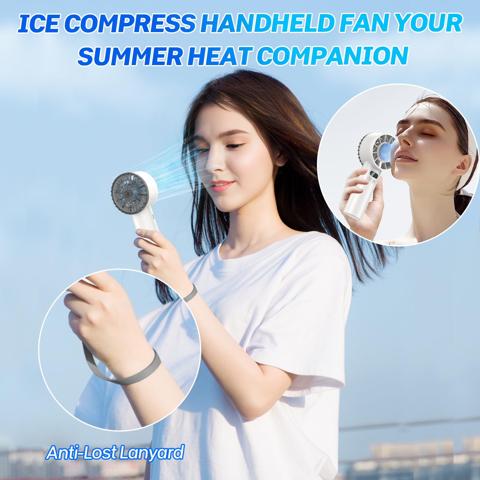 Handheld Ice Fan - 16℃ Tec Superconducting Cooling, 5200Mah Rechargeable & Anc Silent Motor