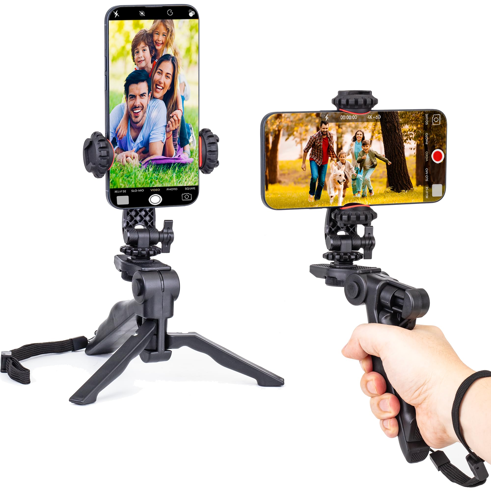 Zeadio Mini Smartphone Tripod Grip, Desktop Tabletop Stabilizer Tripod With Phone Holder For All Smartphones