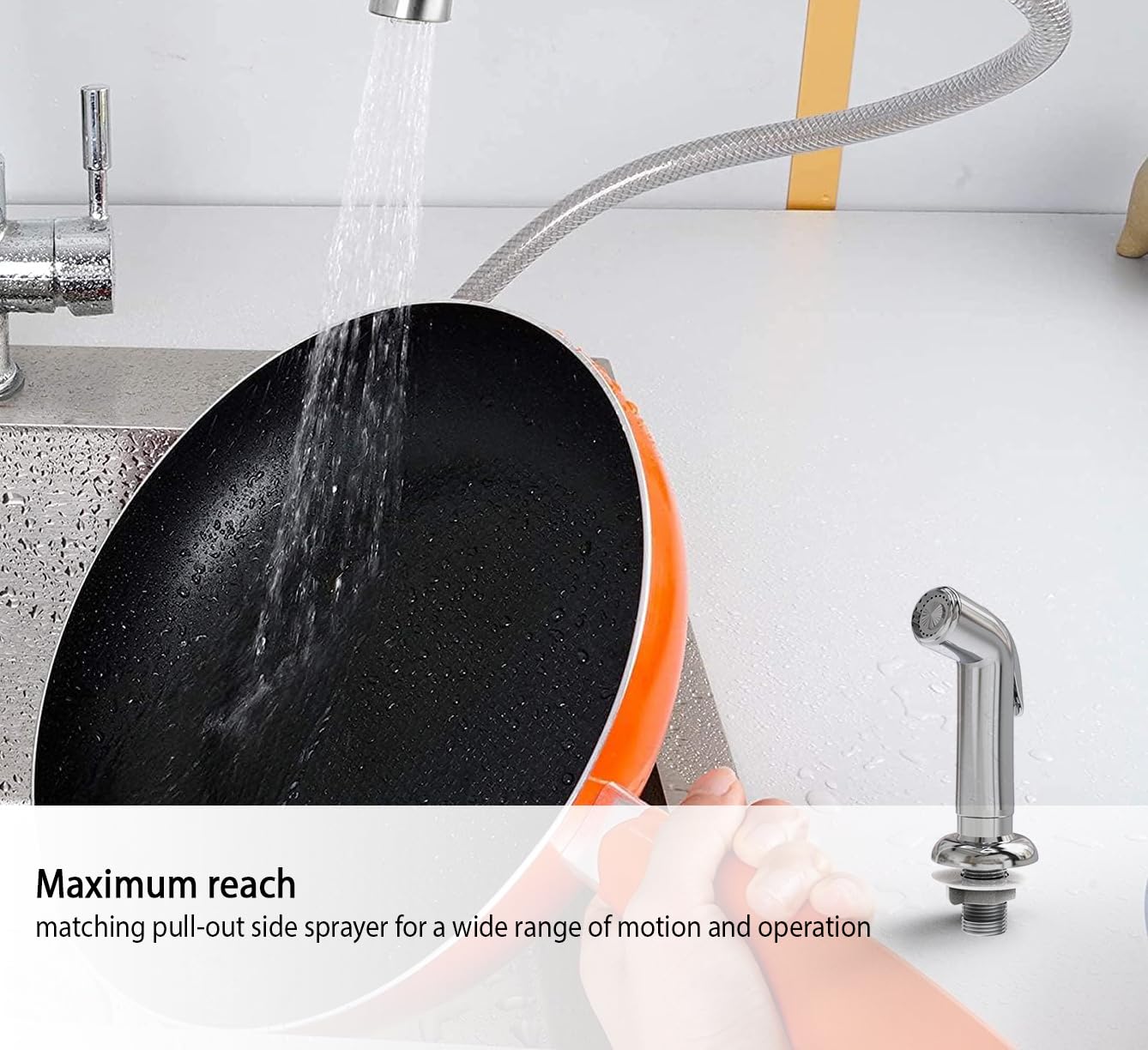 Wmf Rv Kitchen Sink Faucet With Side Spray, Full Swivel High Spout, Double Handle Kitchen Faucet, Chrome, For Mobile Home, Travel Trailer, Camper, Motorhomes, Camping Essentials, Rv Must Haves