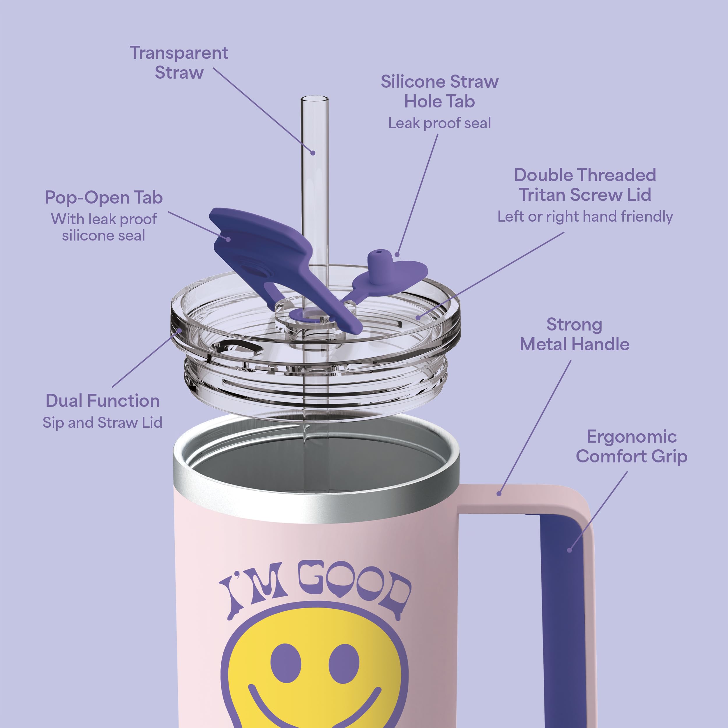 Ottle Deep Sea Diver 40 Oz Insulated Tumbler With Handle And Straw Lid - Leak Proof, Cupholder Frie