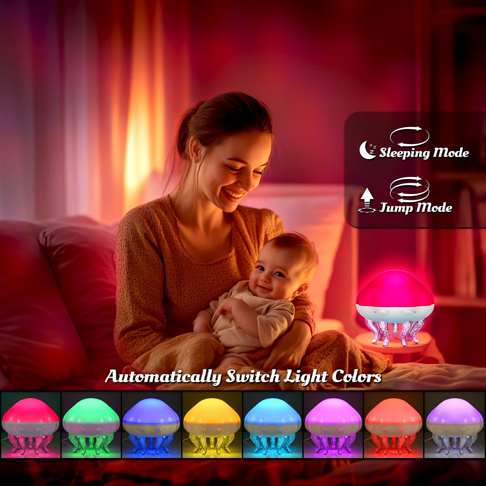 Ackarido 【2 In1】Jellyfish Galaxy Light Projector For Bedroom Decor, Night Light For Kids Room Decor, Star Projector,Cute Lamp, Remote Control & Timer,Ceiling Night Light Projector For Birthday Christmas