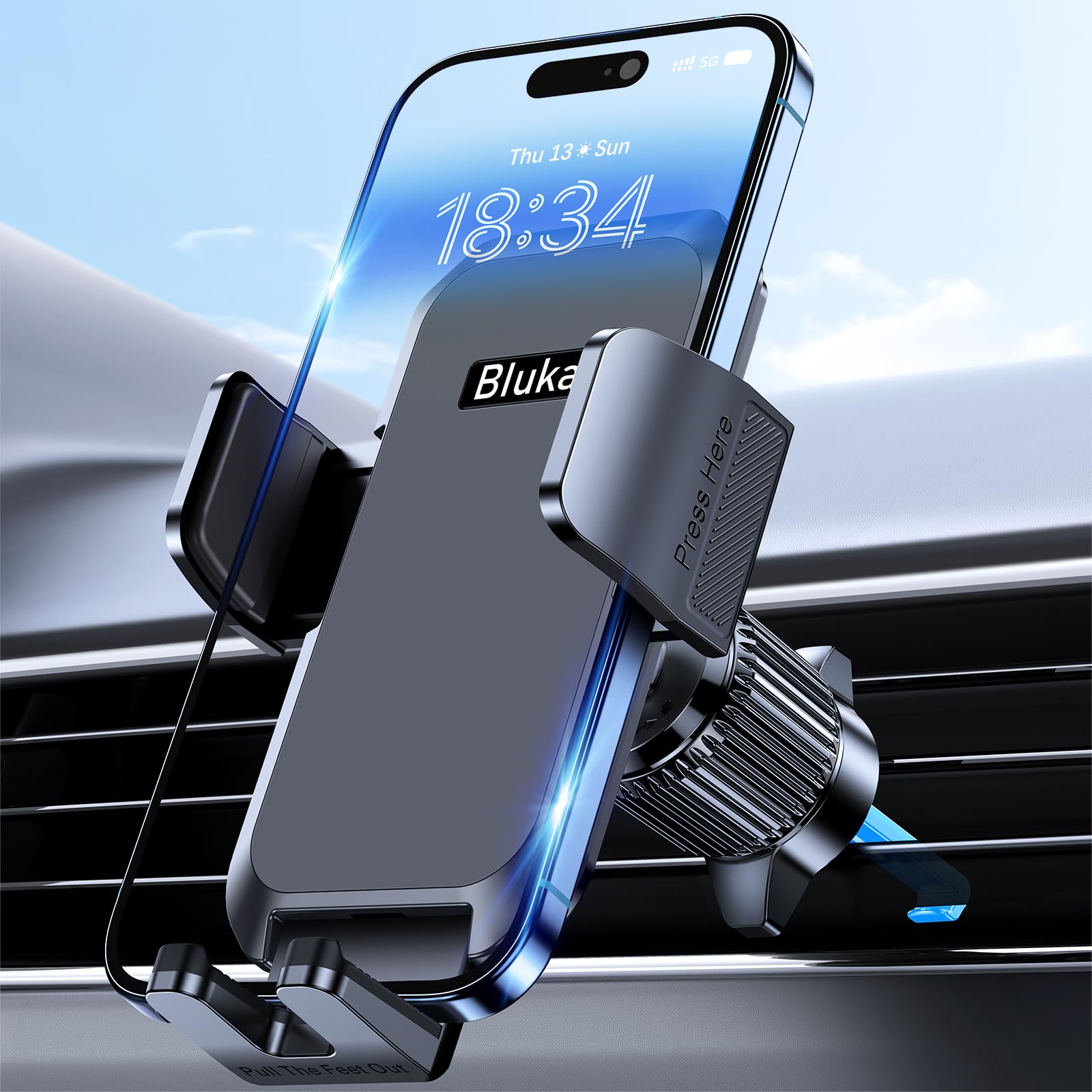 Blukar Car Phone Holder Mount, Super Stable Air Vent Cell Phone Car Mount With  Metal Hook Clip, 360° Rotation,One Button Release For Iphone, Samsung, Google, And All Other Smartphones