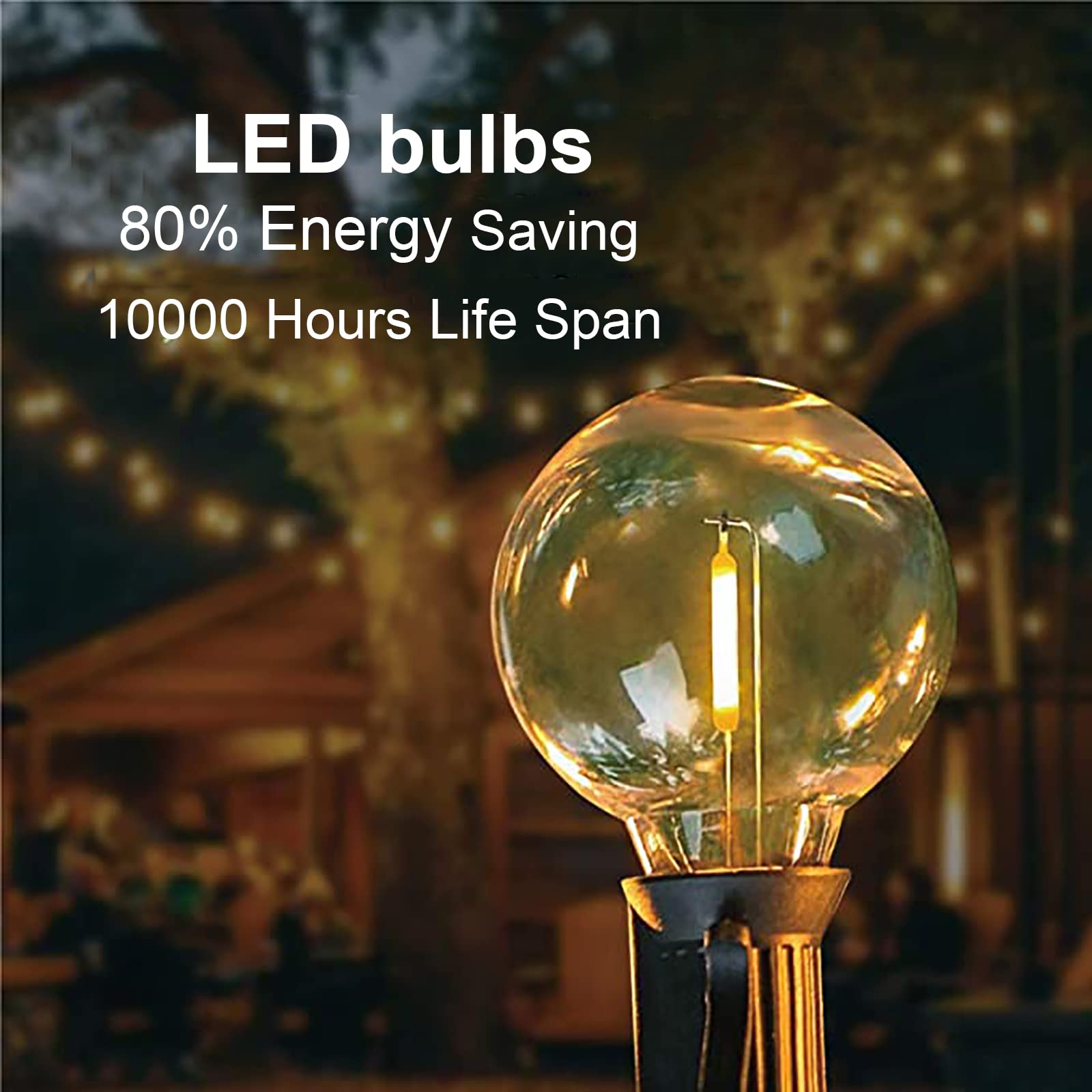 Chyparty G40 Led Replacement Light Bulbs, 0.6W Shatterproof Globe Bulb, E12 Candelabra Base, 1.5 Inch Dimmable G40 Bulbs For Outdoor String Lights, Patio Light Decor- Warm White 25 Pack
