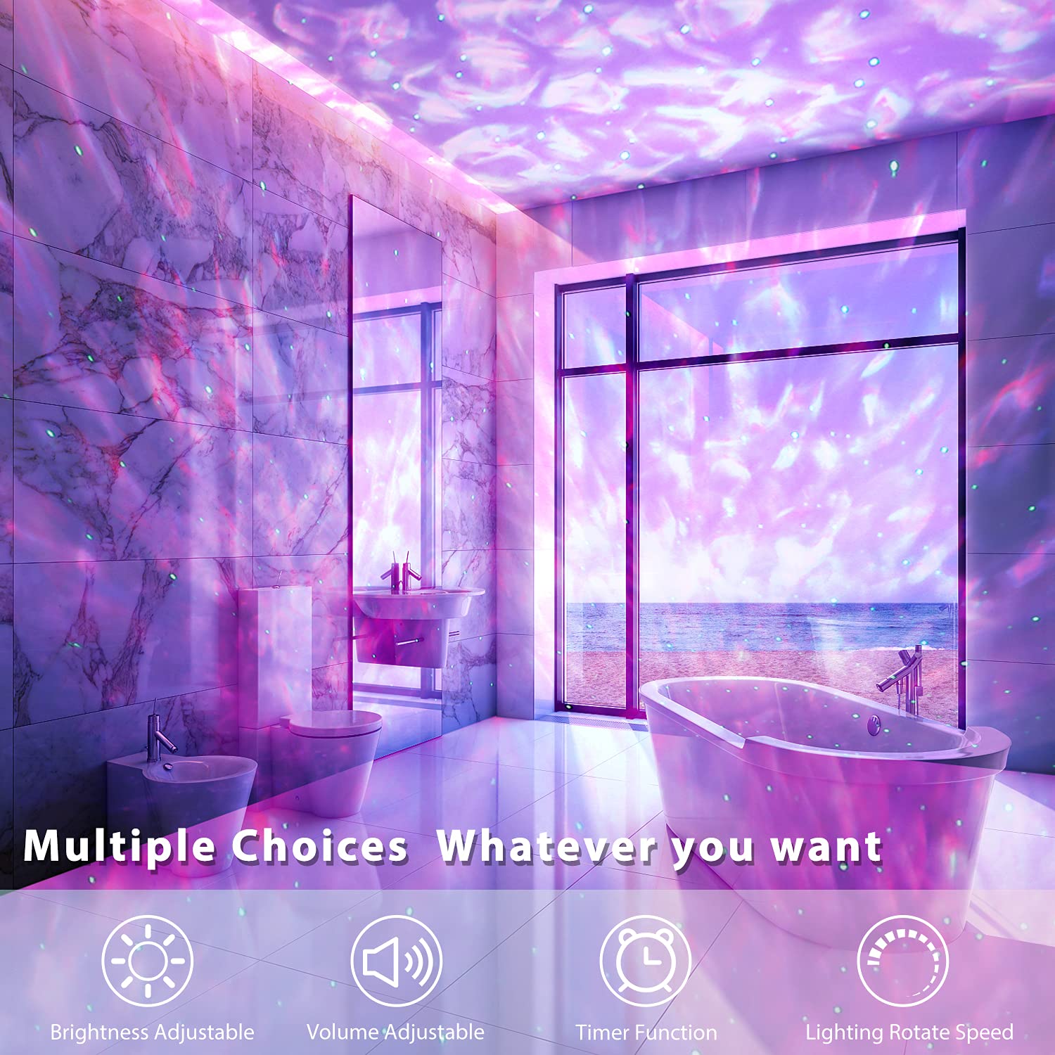 Geanli Star Projector Night Light - Galaxy Projector Light For Bedroom/Party Adults Kids With Bluetooth Music Speaker Voice & Remote Control, No App Needed