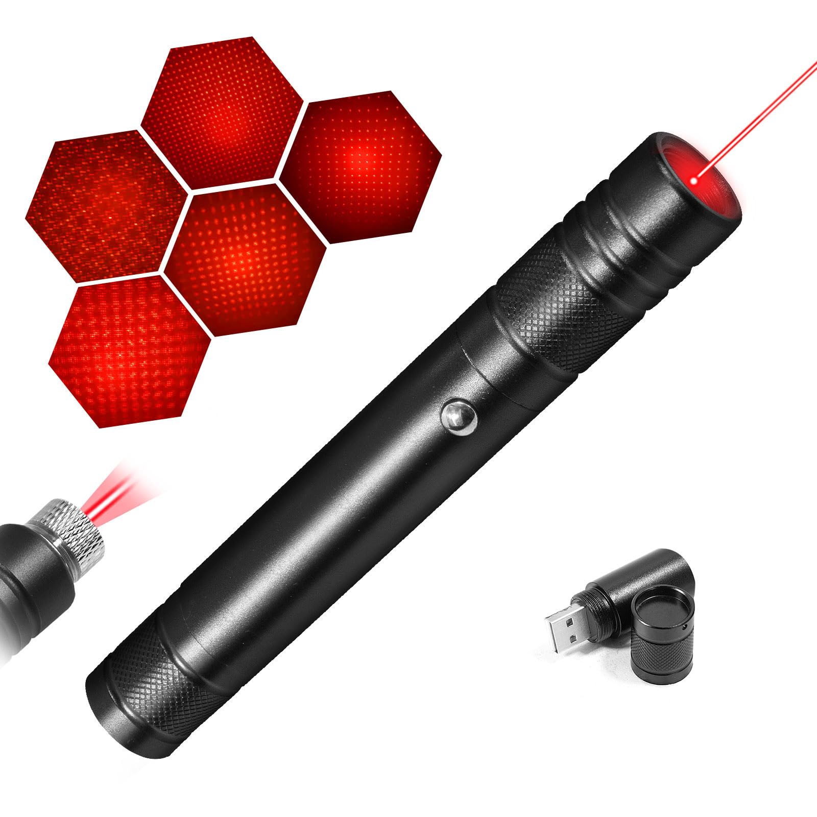 Beaboy Red Light Flashlight, High Power Long Range With Star Cap Adjustable Effect, Rechargeable Red Beam Light Flashlight For Outdoor Journeys, Presentations, Tv/Led/Lcd Screens, And Stargazing